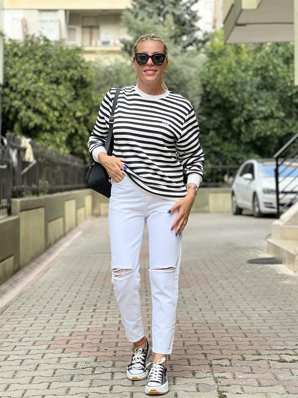 Siyah cizgili orj sweat 