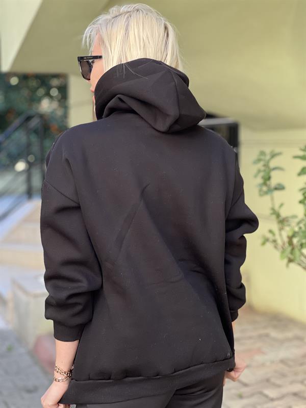 SİYAH KAPŞONLU SWEAT