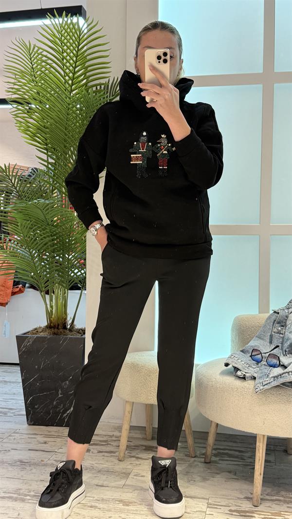 SİYAH KAPŞONLU SWEAT