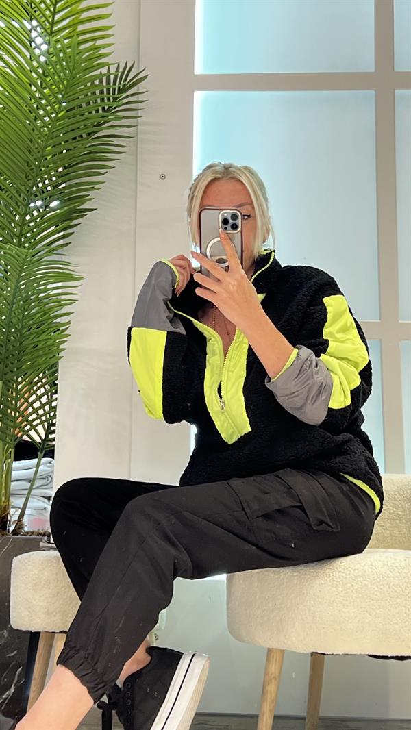 TEDDY SİYAH NEONLU SWEATSHIRT 