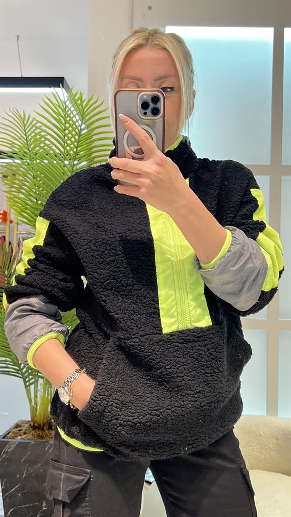 TEDDY SİYAH NEONLU SWEATSHIRT 