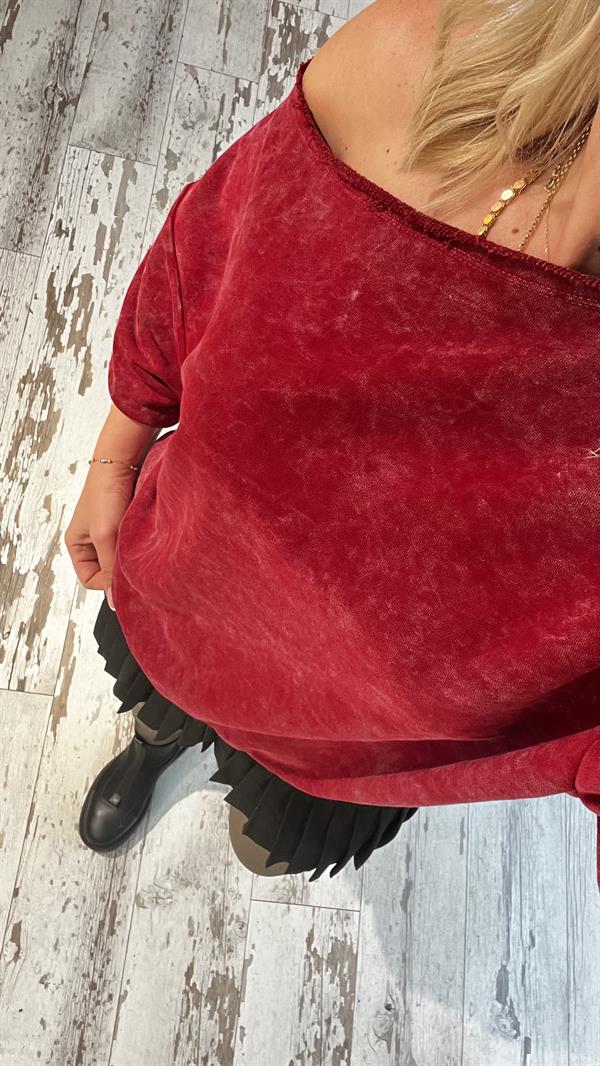 TILL OMUZU DÜŞÜK BORDO SWEAT 