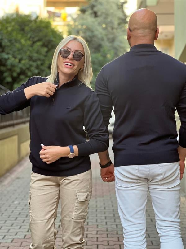 TİNYY LACİVERT FERMUARLI KAZAK