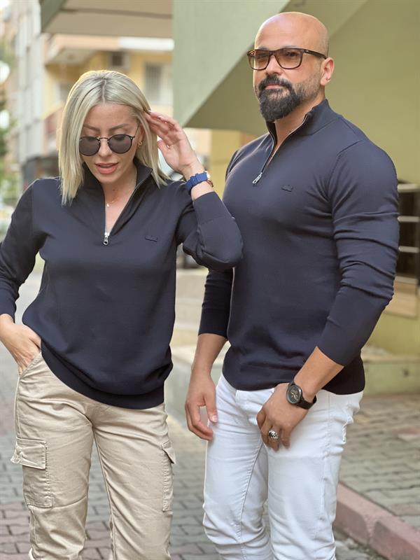 TİNYY LACİVERT FERMUARLI KAZAK