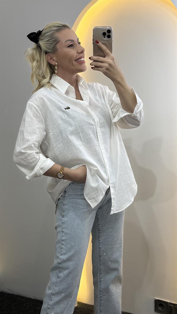 TRUE BEYAZ KETEN GÖMLEK