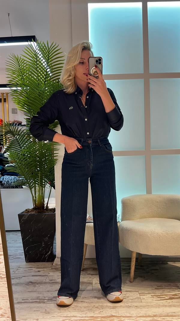 TRUE LAGOSTE KOYU LACİVERT GÖMLEK