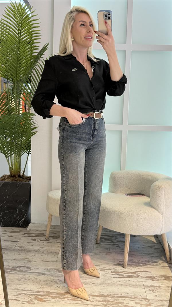 TRUE SİYAH KETEN GÖMLEK