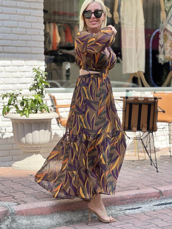 TULLE UZUN TURUNCU ELBİSE 