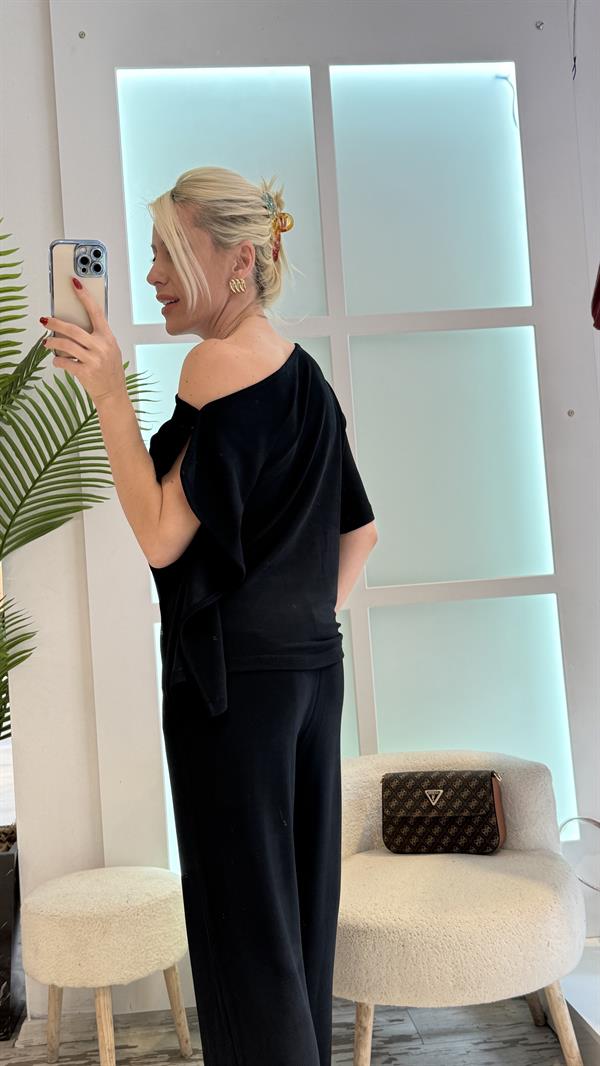 VANOLA OMUZ DETAYLI LACİVERT TAKIM