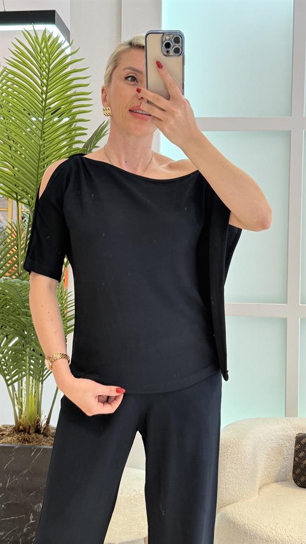 VANOLA OMUZ DETAYLI LACİVERT TAKIM