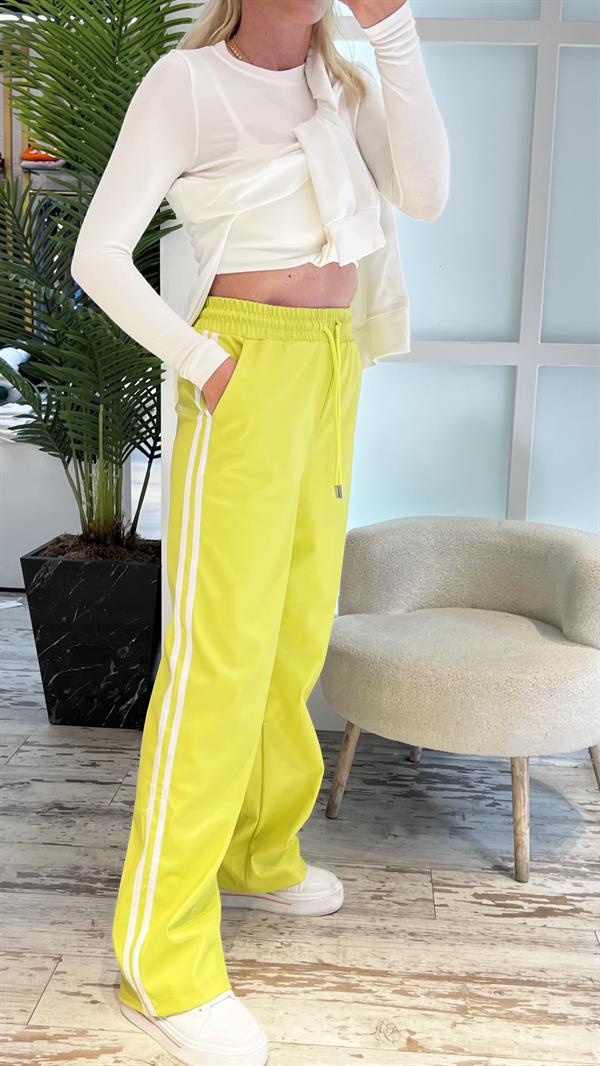WİNTRİ NEON SARI DERİ PANTOLON