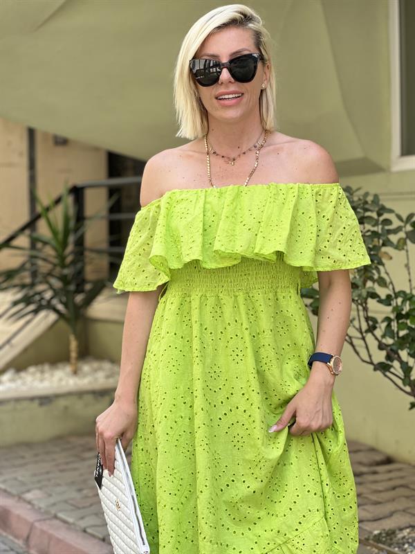 YEŞİL FESTOON ELBİSE 