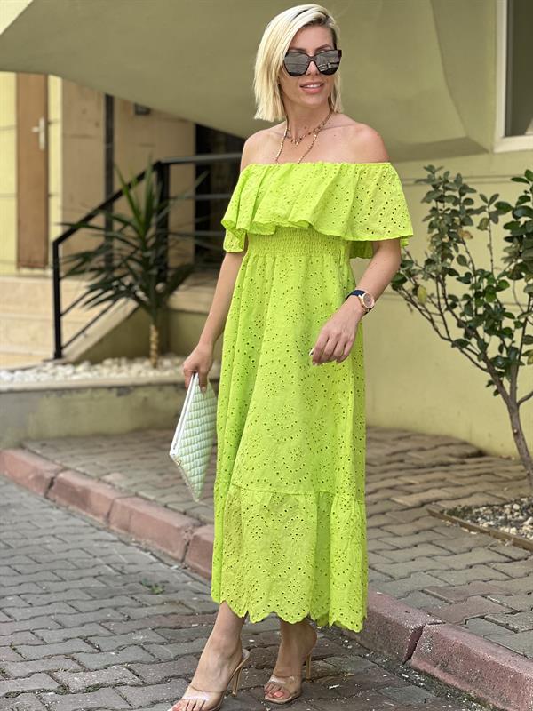 YEŞİL FESTOON ELBİSE 