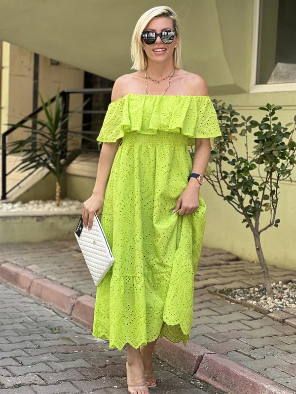 YEŞİL FESTOON ELBİSE 