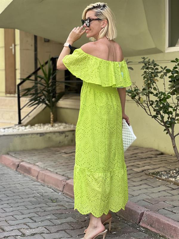 YEŞİL FESTOON ELBİSE 