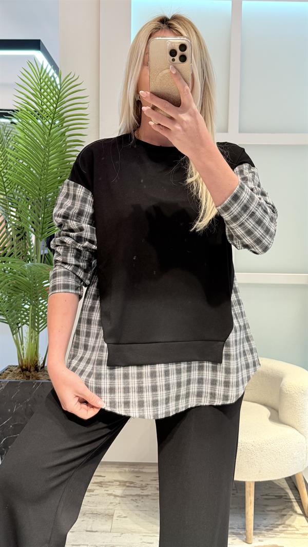 ZOİN GÖMLEK DETAYLI SİYAH TAKIM