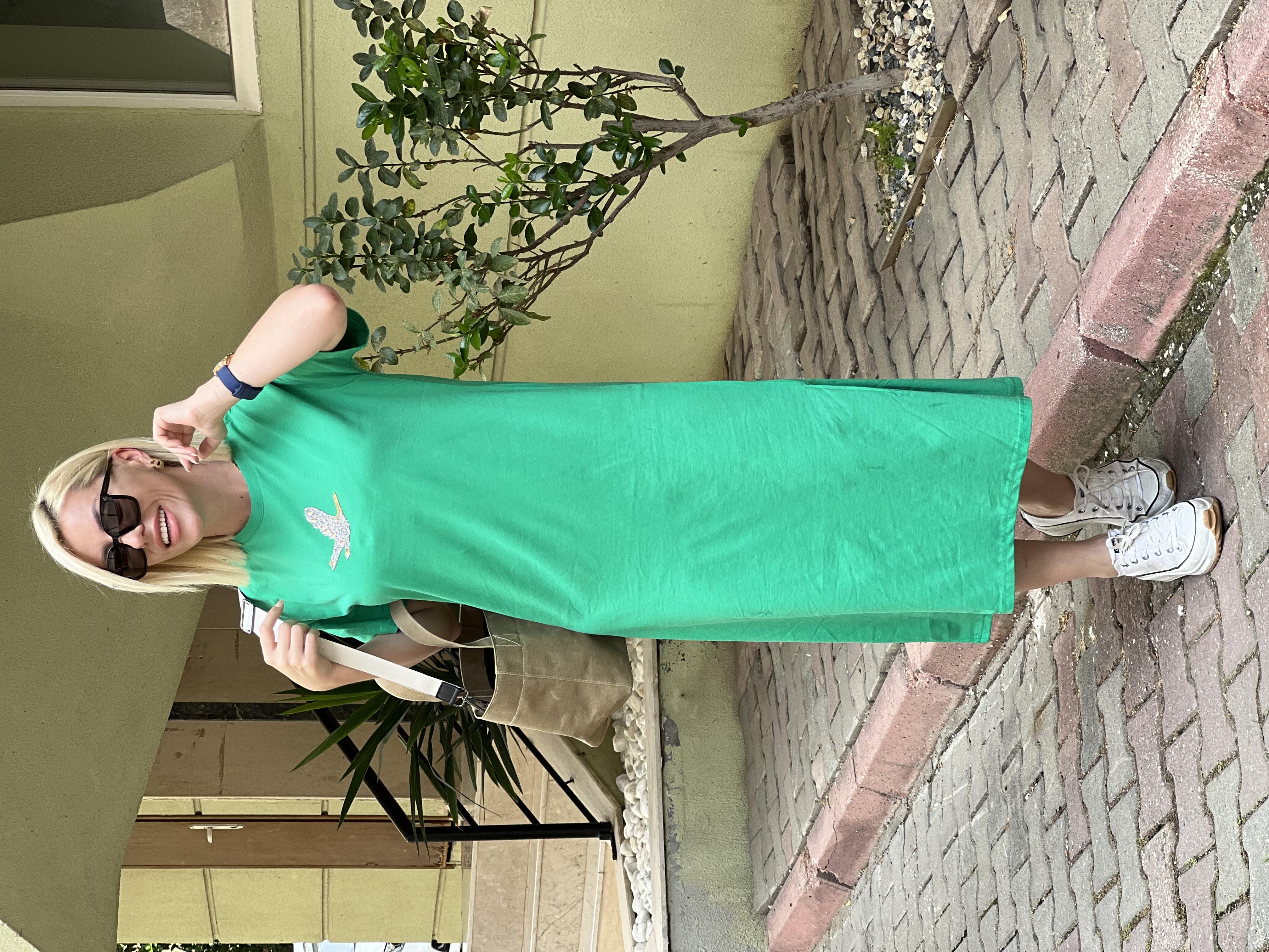  ORJ MARKA YEŞİL ELBİSE 