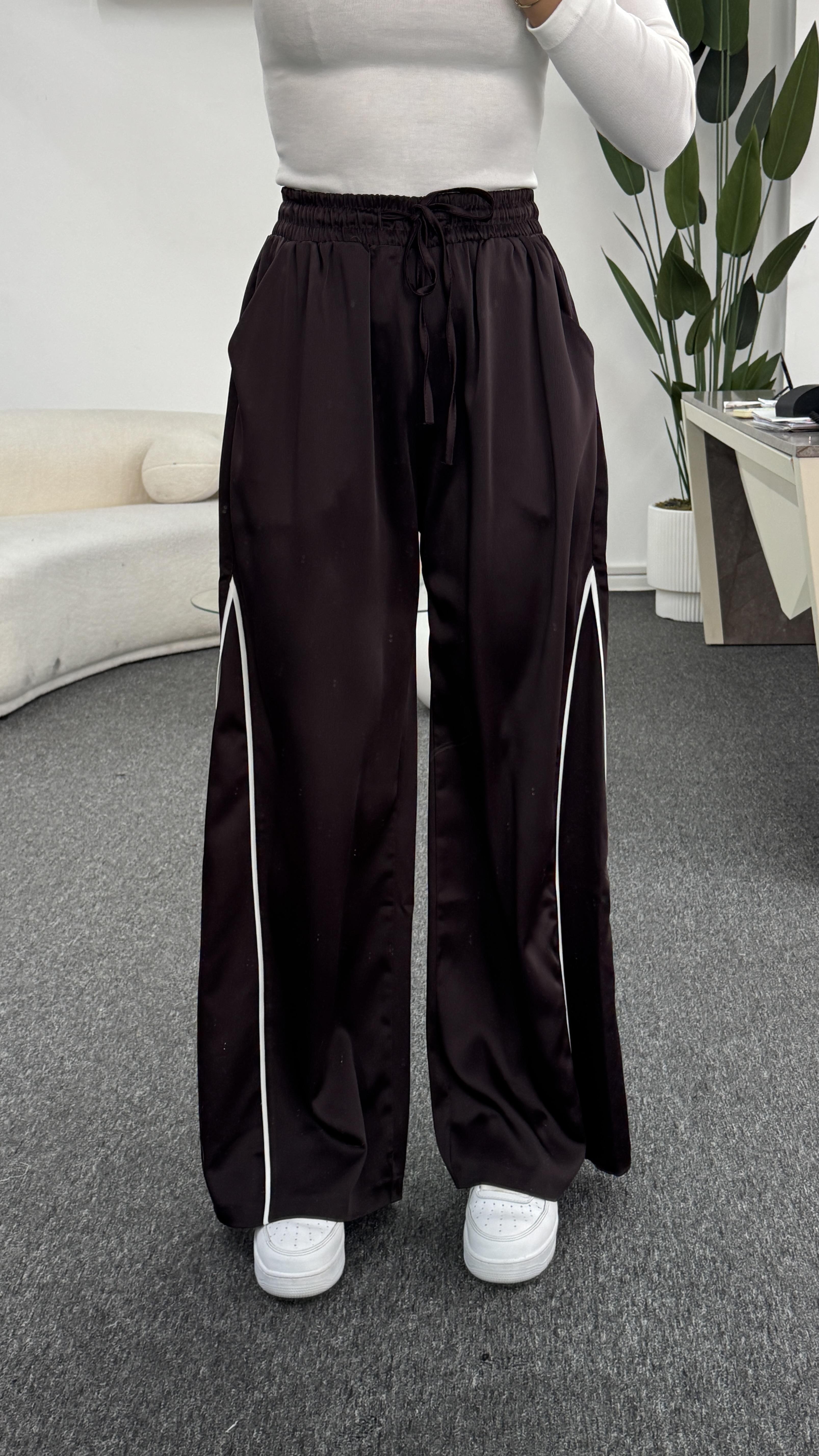 CORAL SATEN KAHVE PANTALON