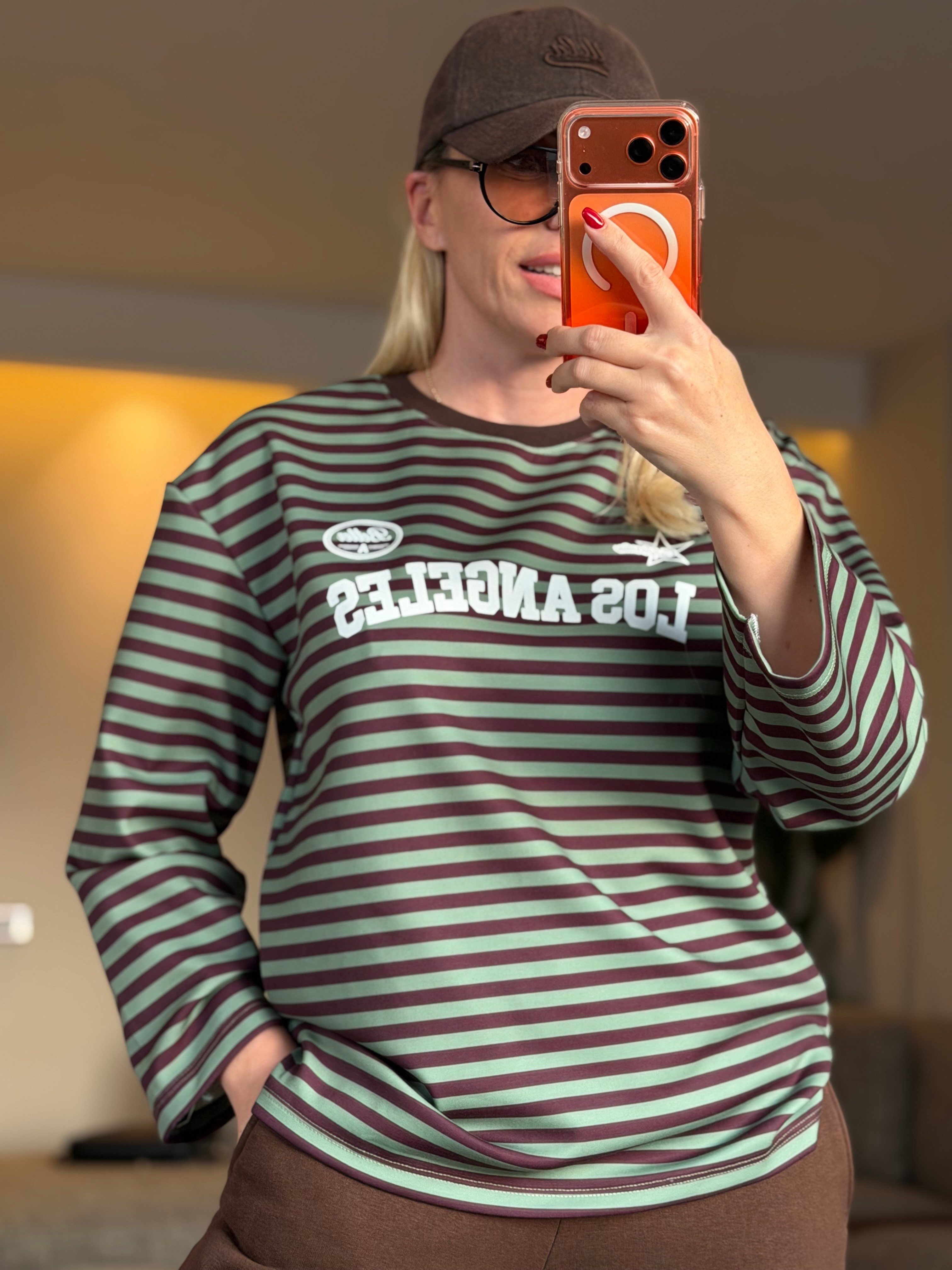 GALCE YEŞİL ÇİZGİLİ SWEATSHIRT