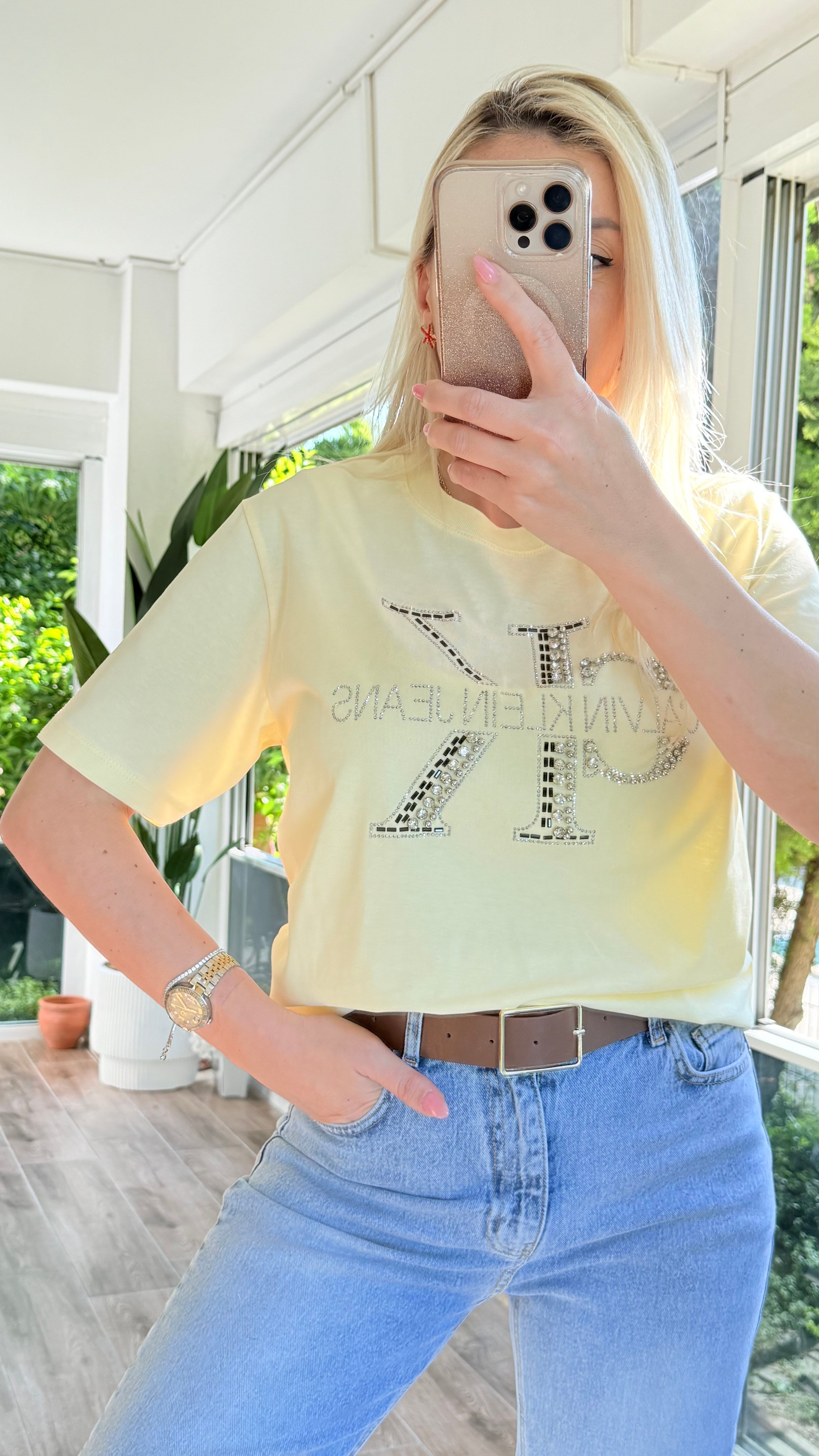 GENSO SARI TAŞLI TSHRT