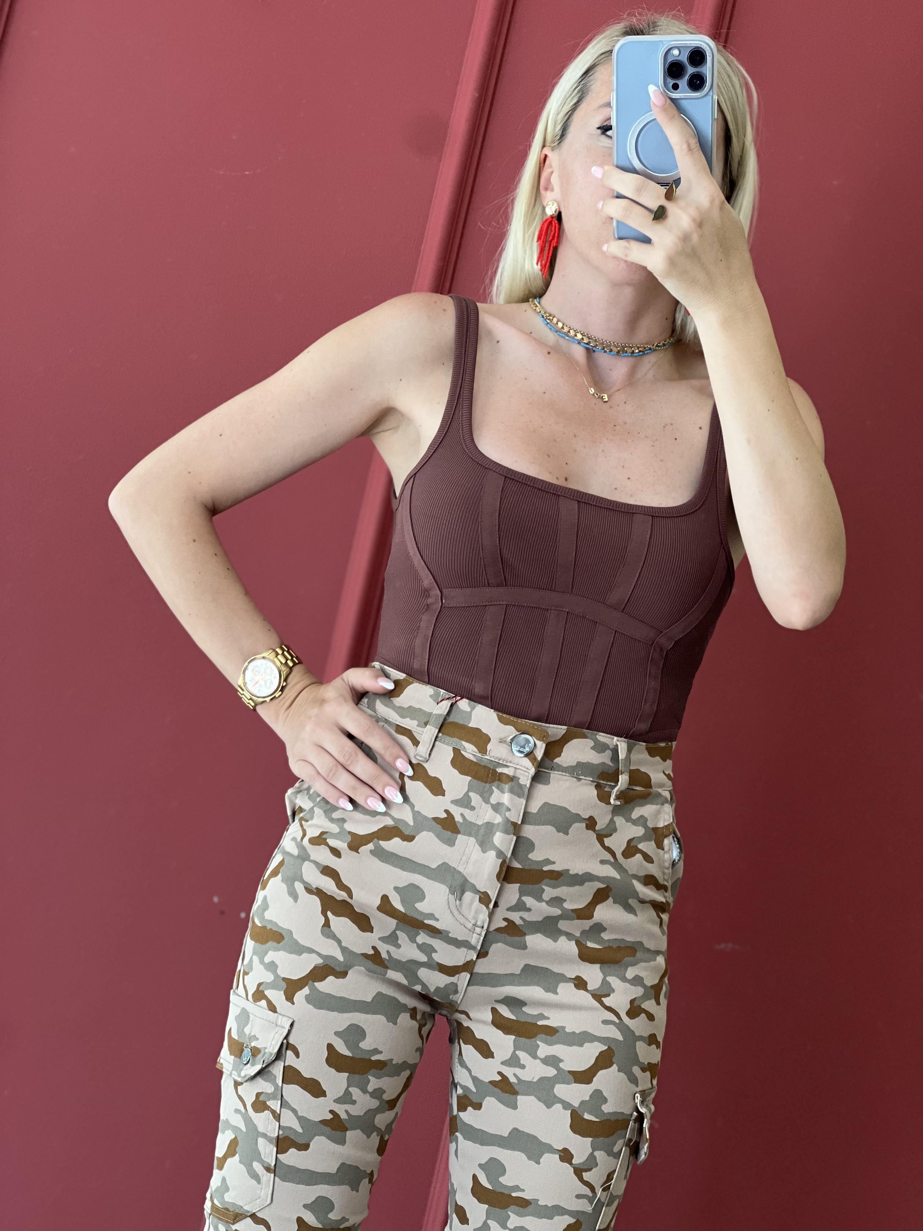 kahverengi fermuarlı crop