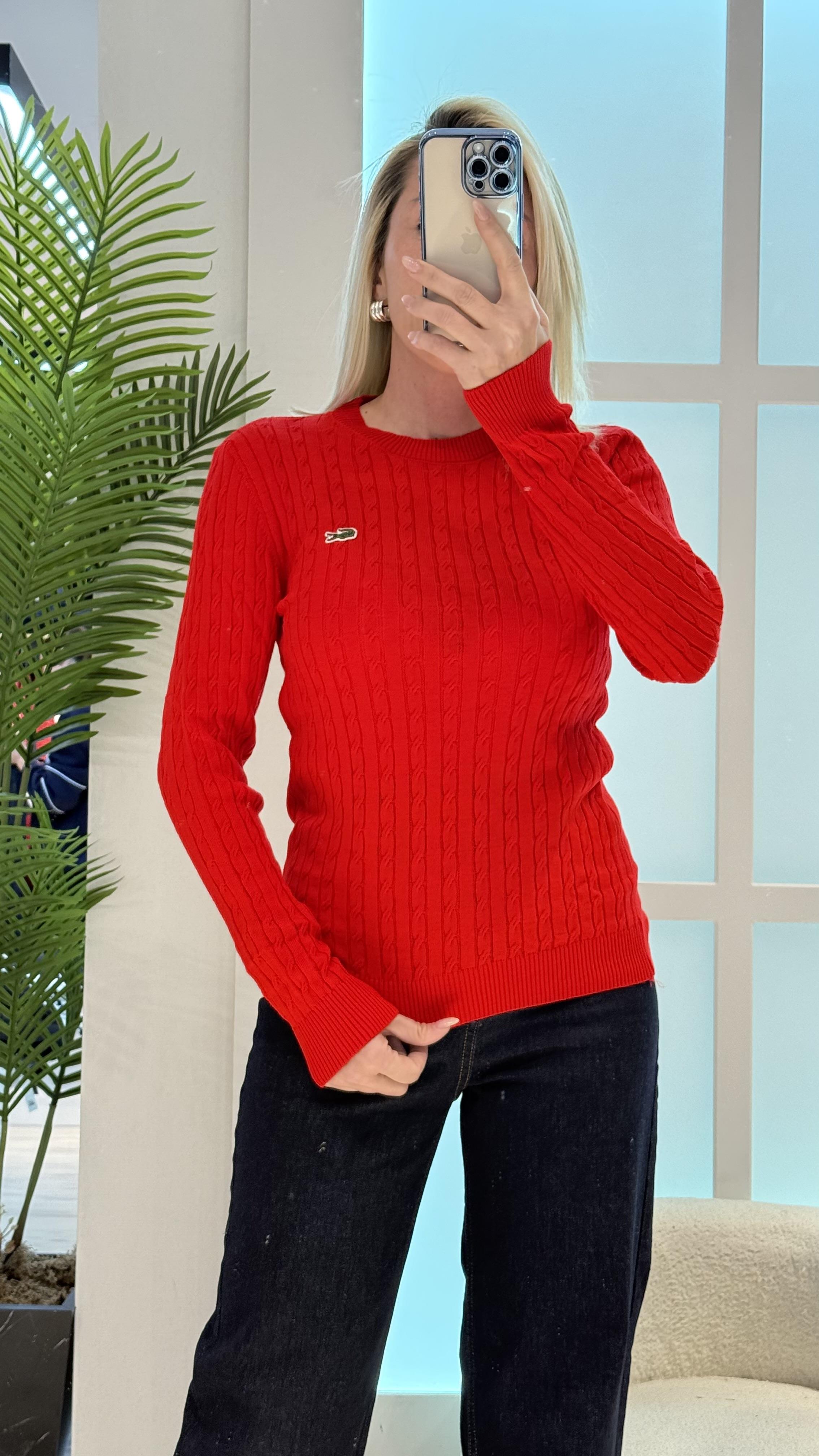 LEXİ KIRMIZI ÖRME MODEL KAZAK