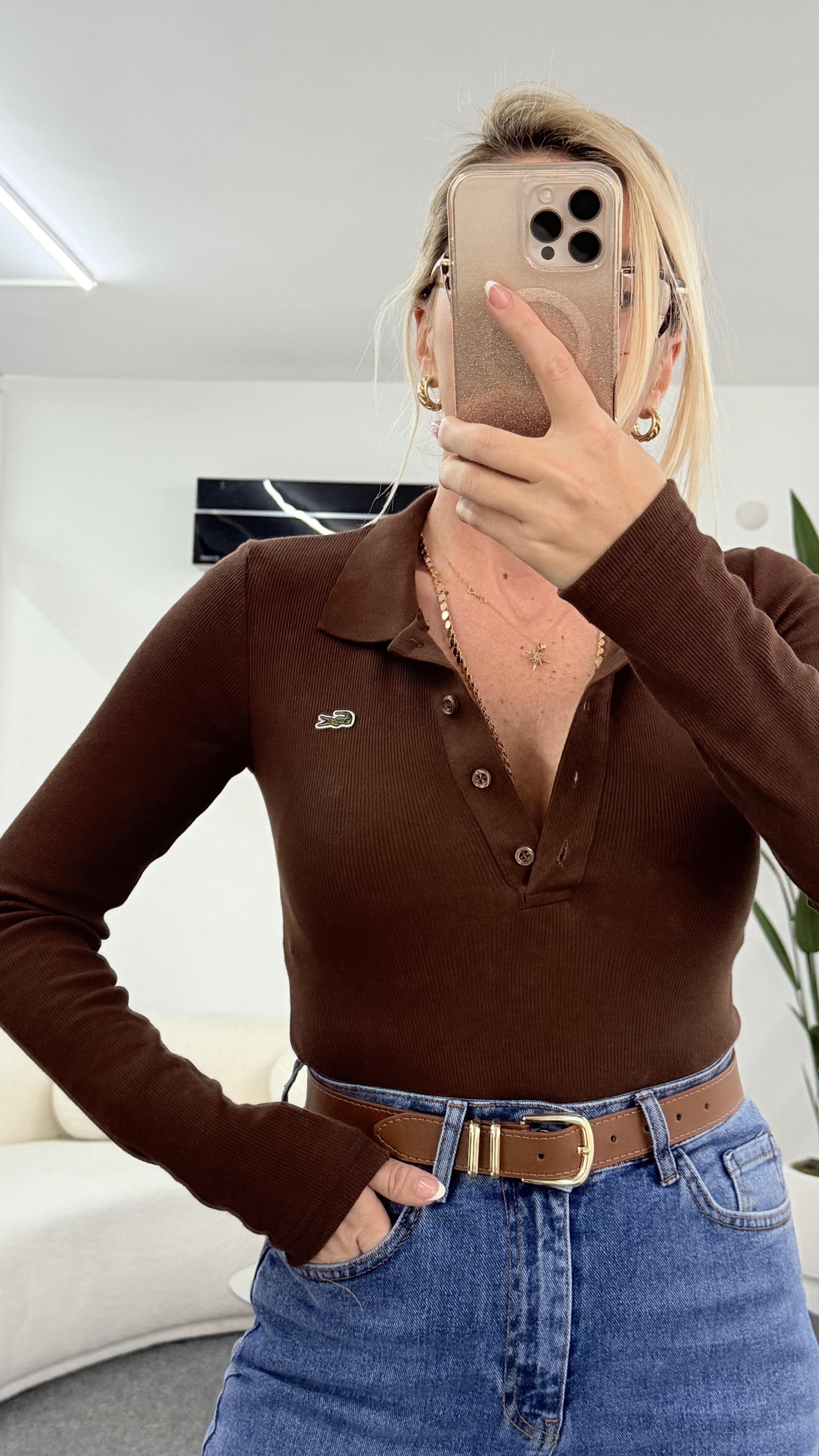 LNİSS KAHVERENGİ DÜĞMELİ FİTİLLİ BODY 