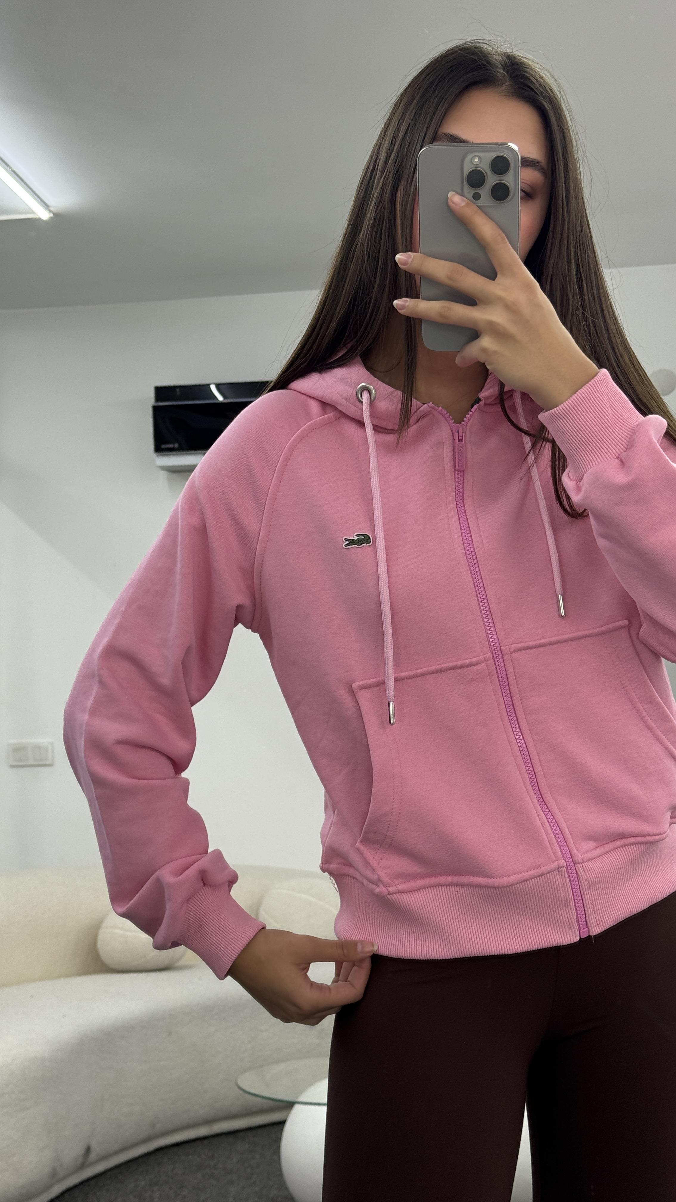 MİNİE PEMBE KAPŞONLU CEKET