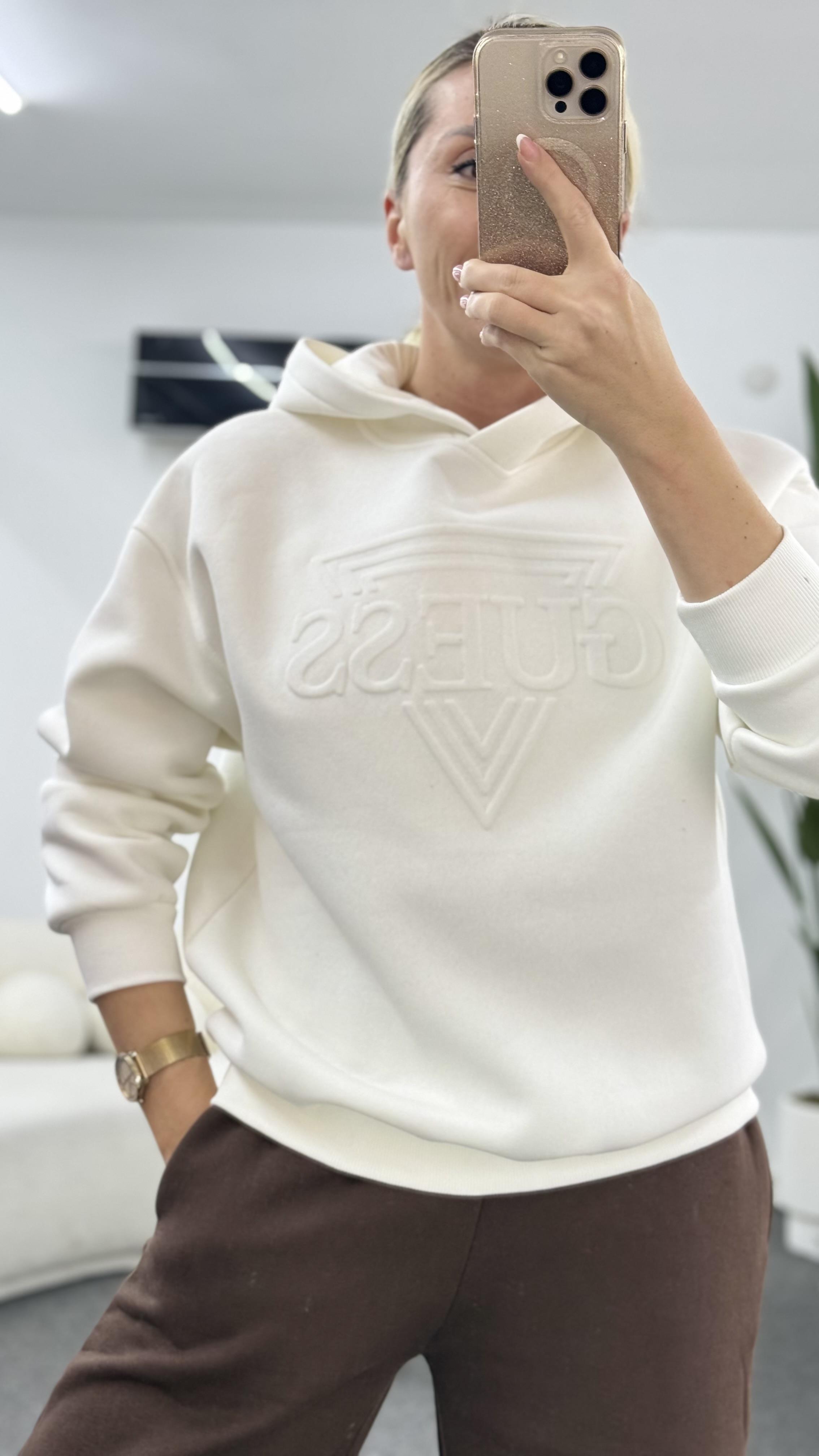 MİNSY BEYAZ KAPŞONLU SWEATSHIRT