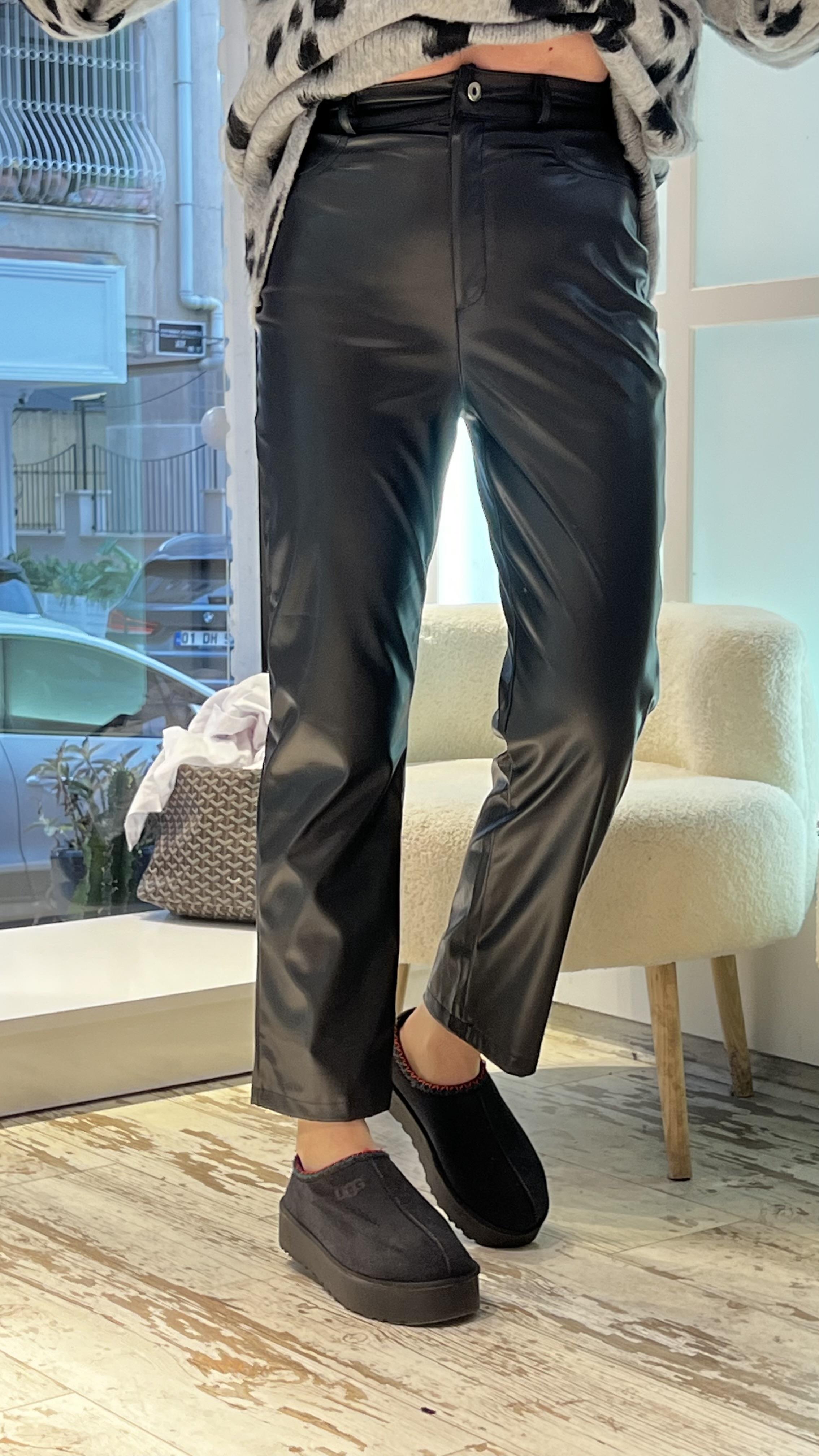 MIXY SİYAH DERİ PANTOLON