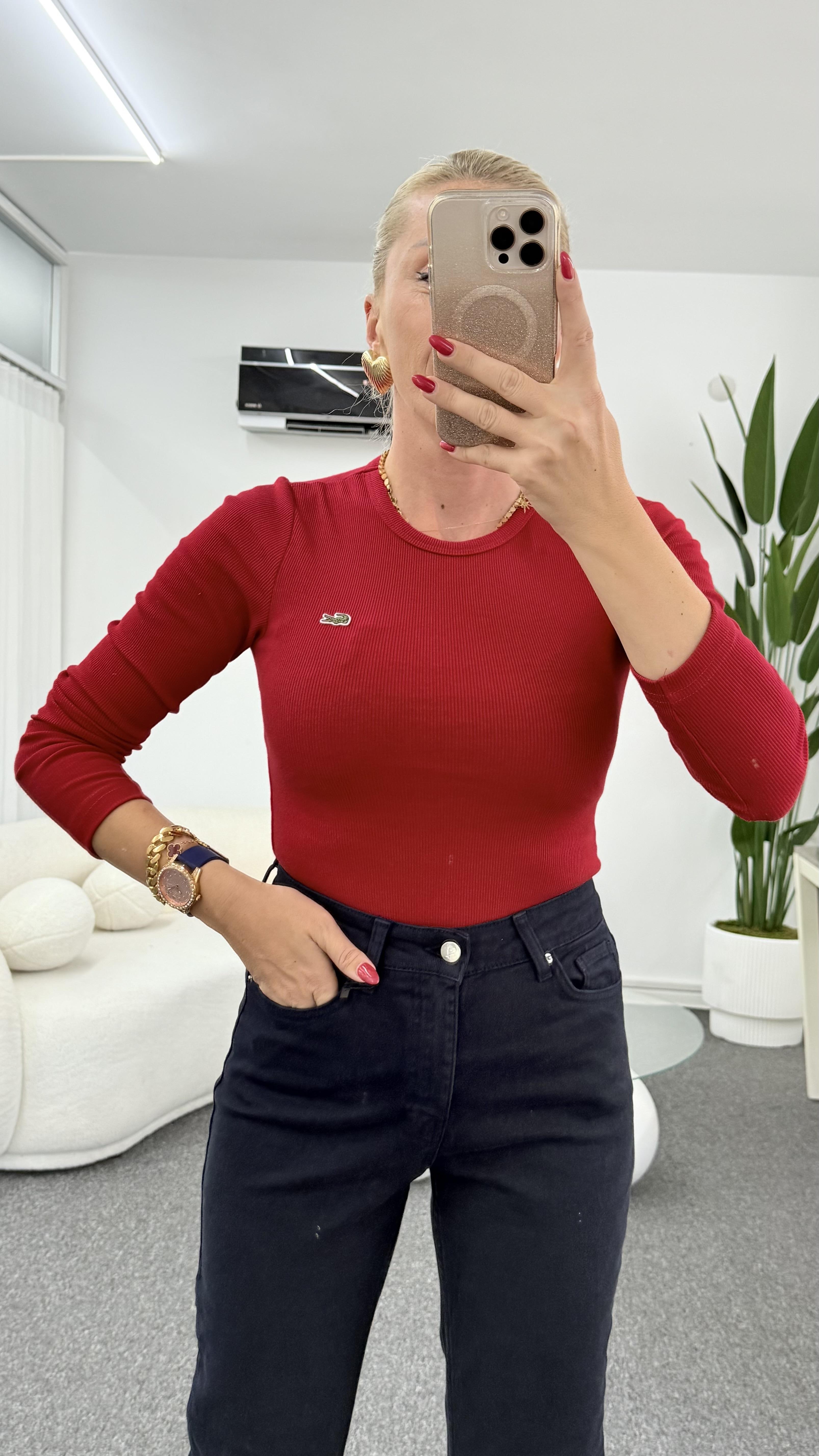 MORGAN KIRMIZI FİTİLLİ BLUZ