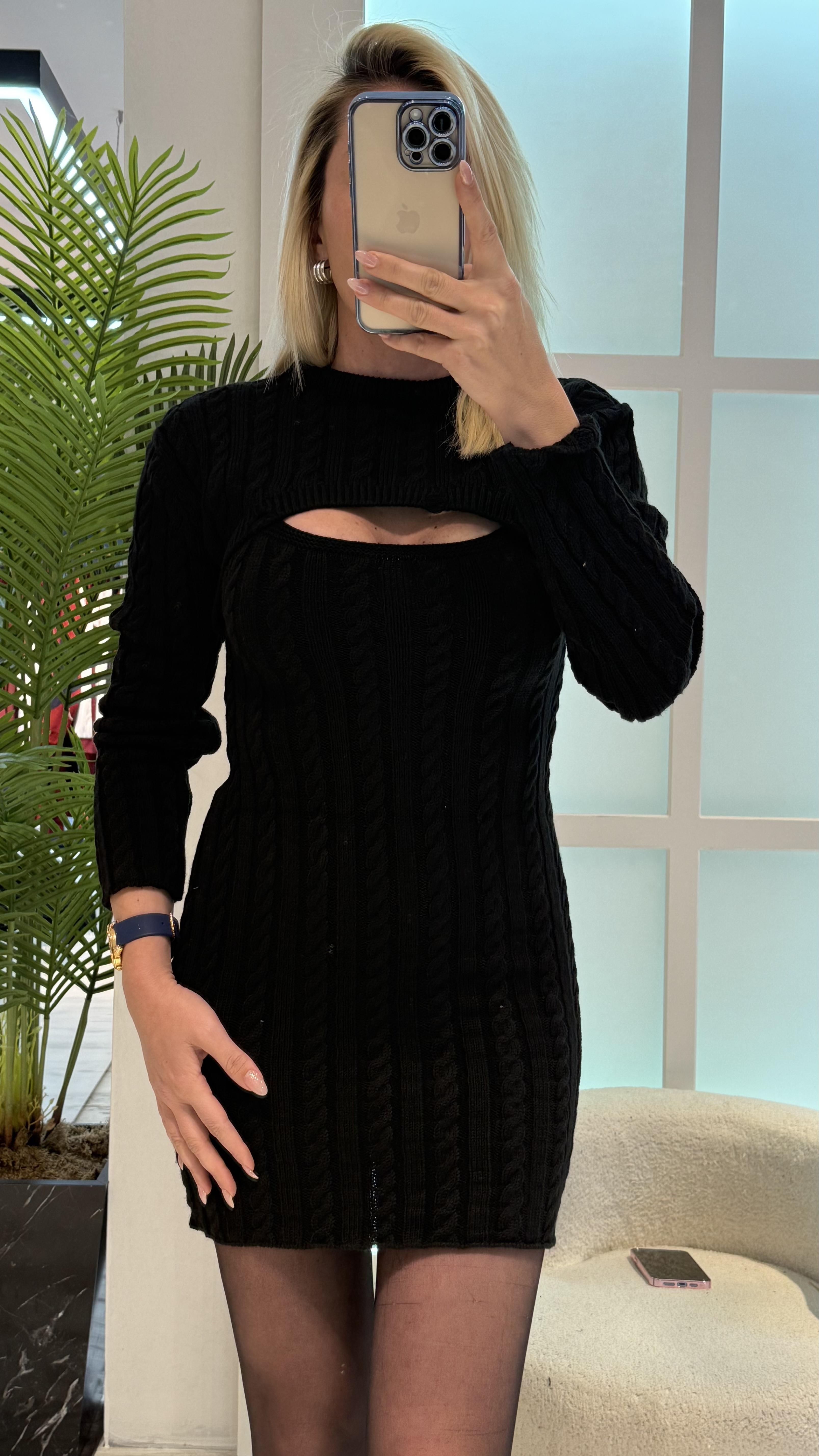 NİPES SİYAH TRİKO ELBİSE TAKIM