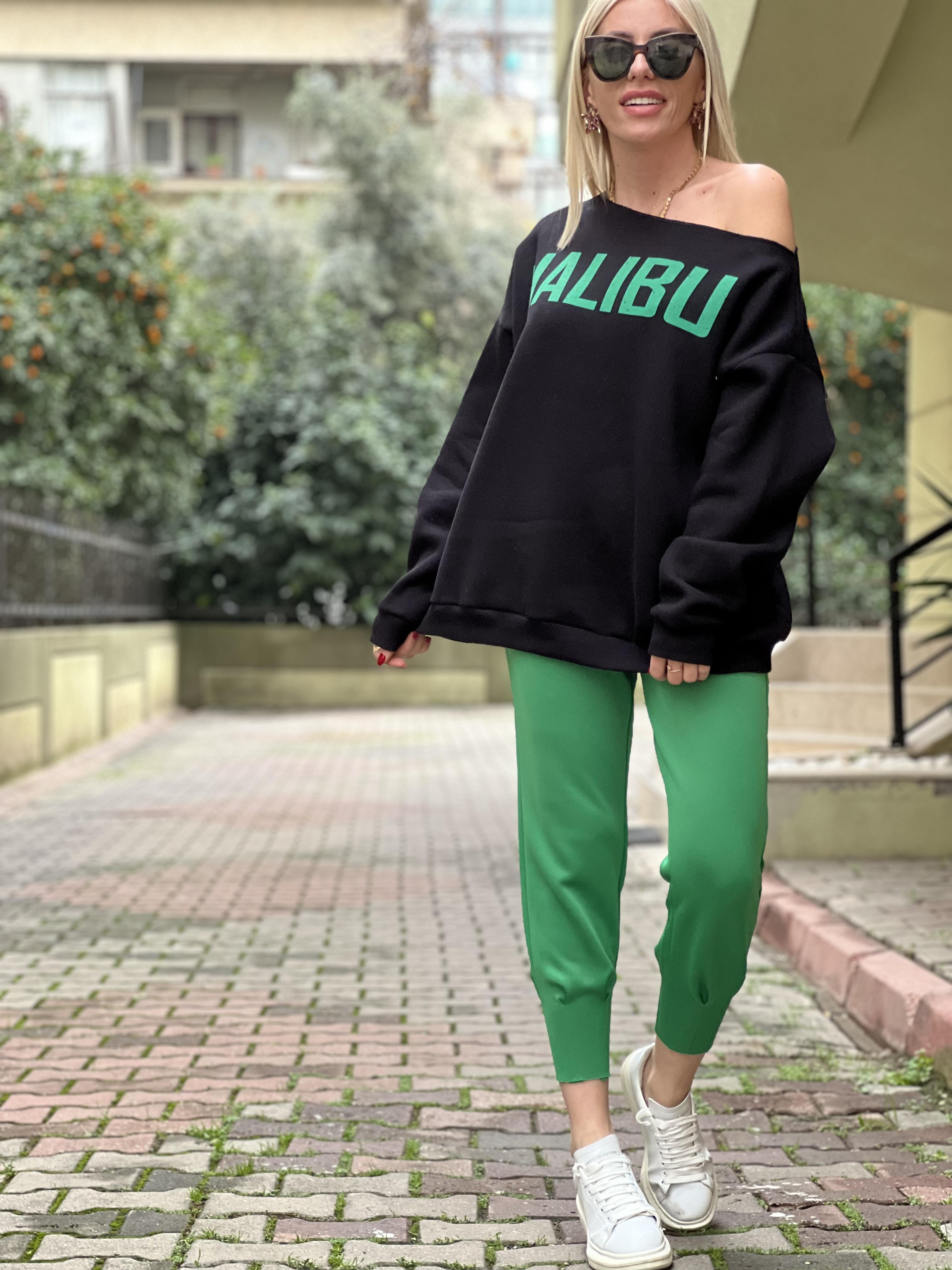 OMUZU DÜŞÜK SİYAH SWEAT 