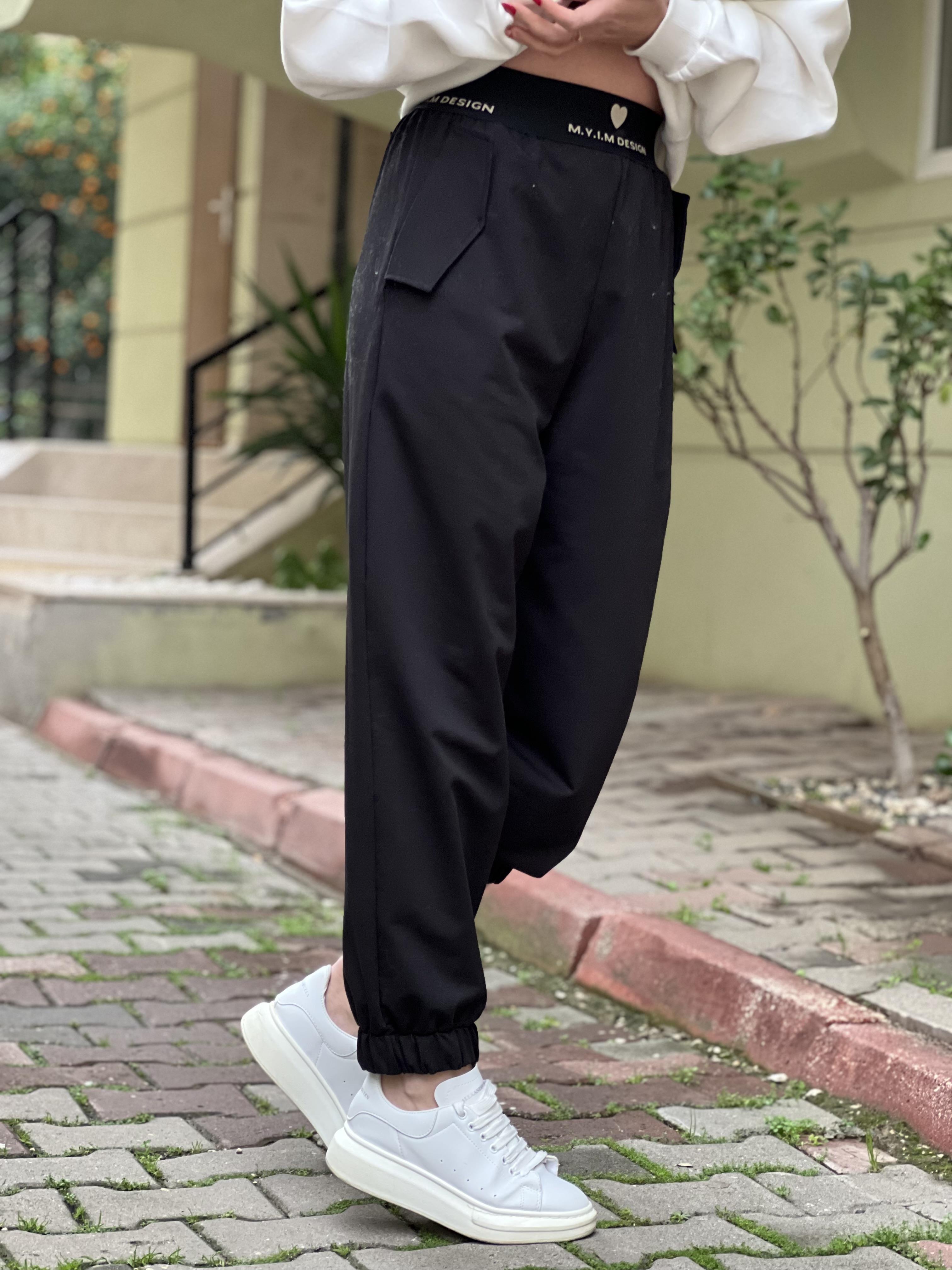 PARAŞÜT SİYAH PANTOLON 