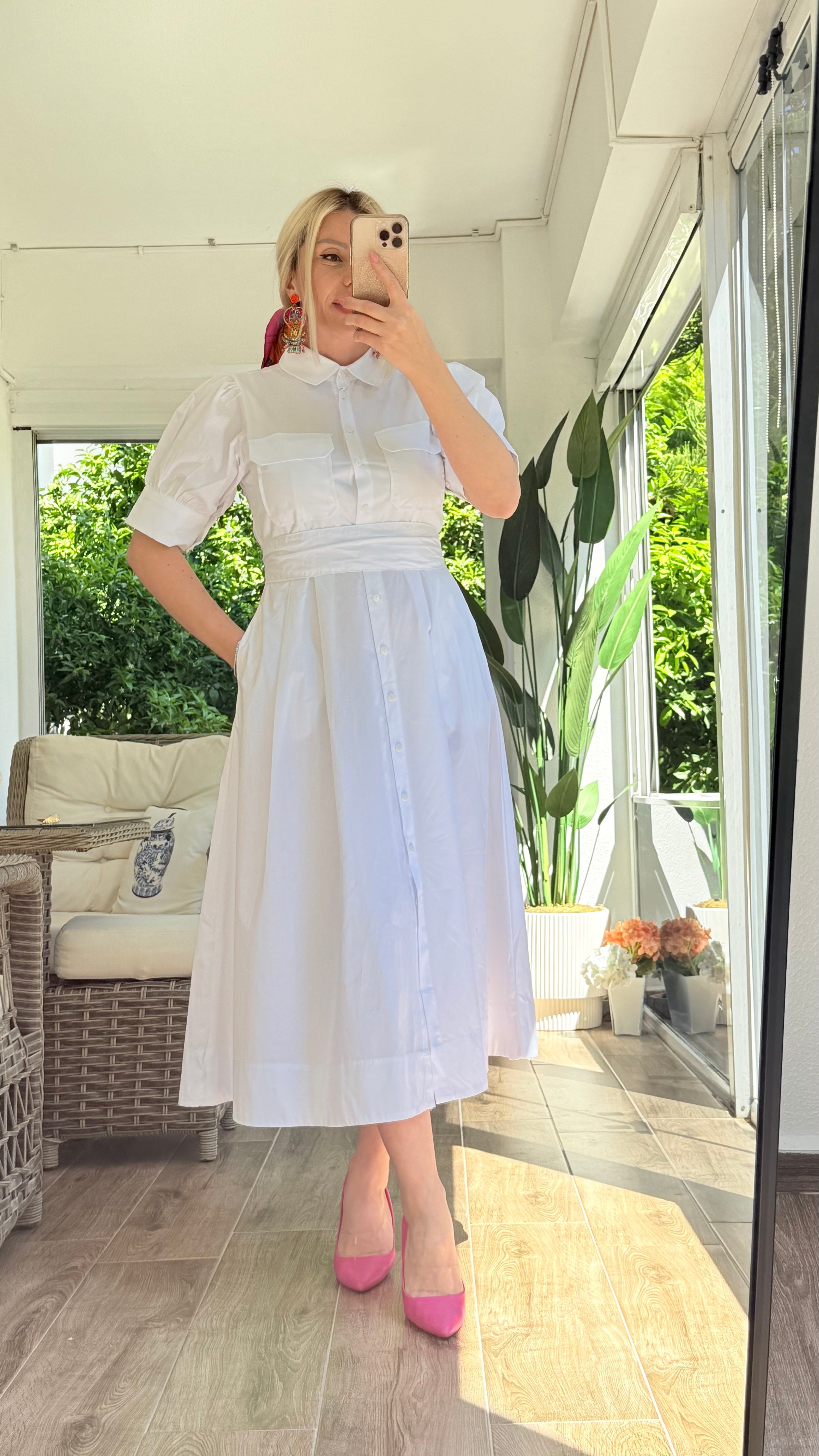 ŞİLA BEYAZ GÖMLEK ELBİSE 