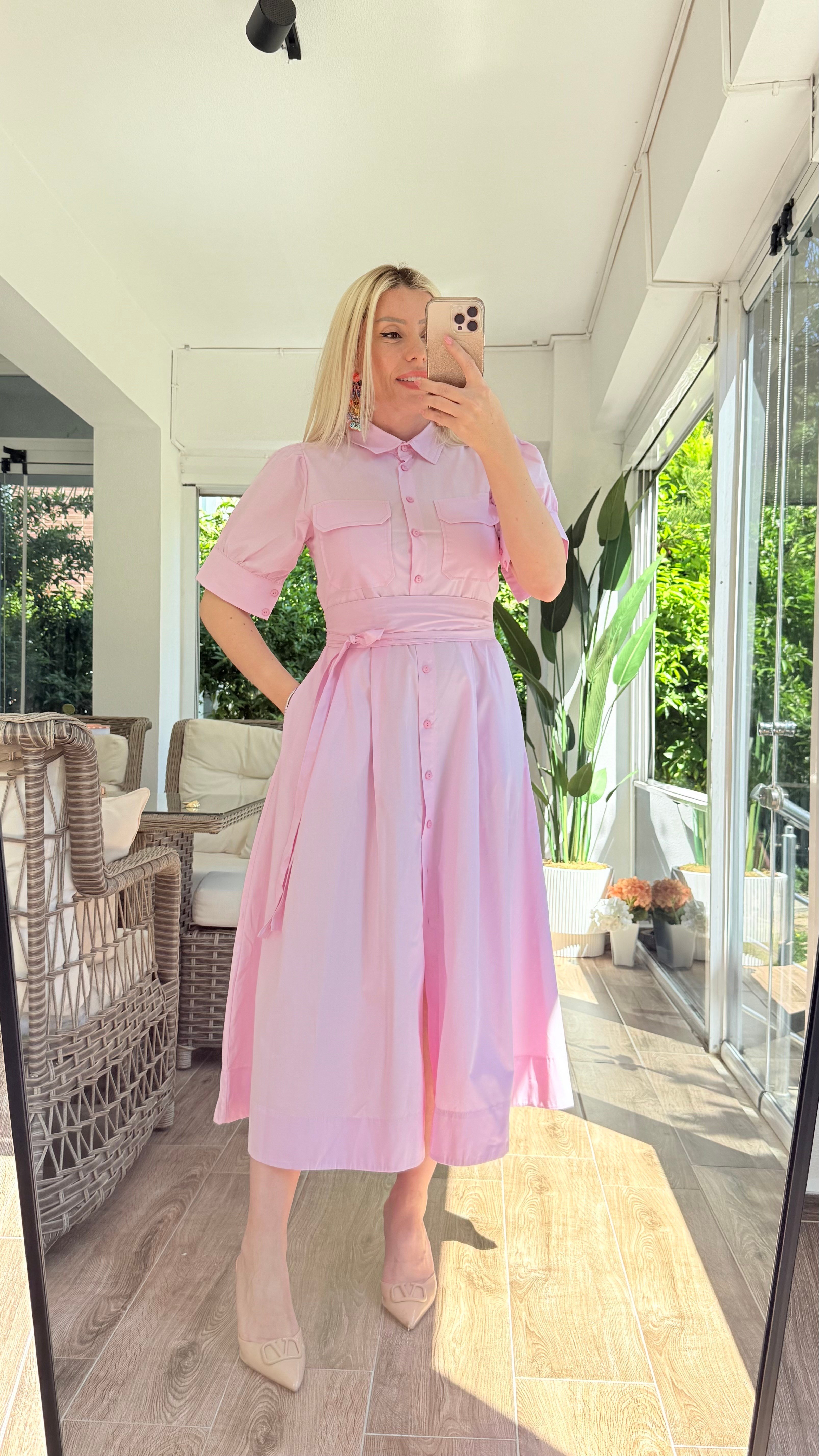 ŞİLA PEMBE GÖMLEK ELBİSE 