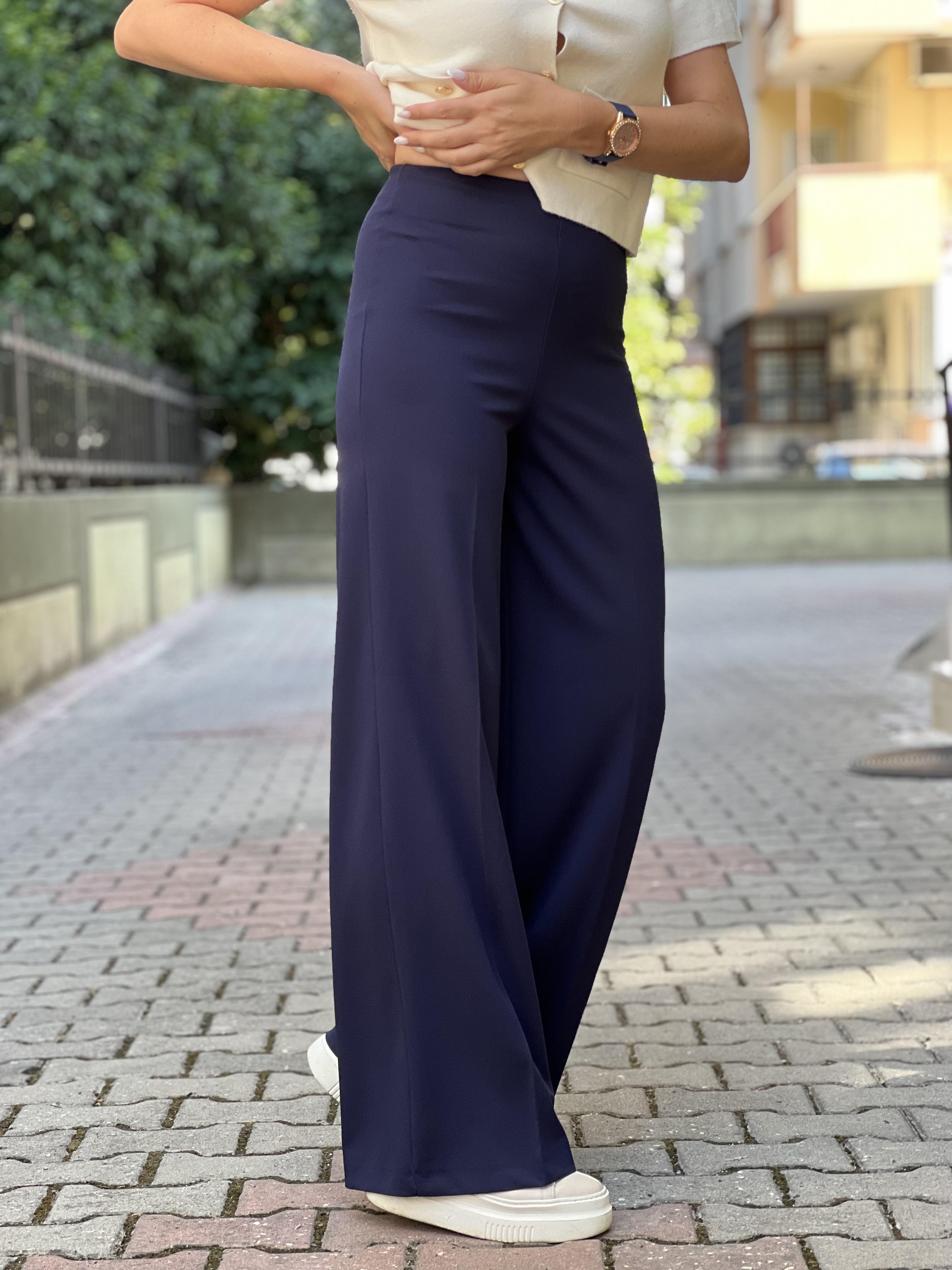SİNGER LACİVERT BOL PAÇA PANTOLON