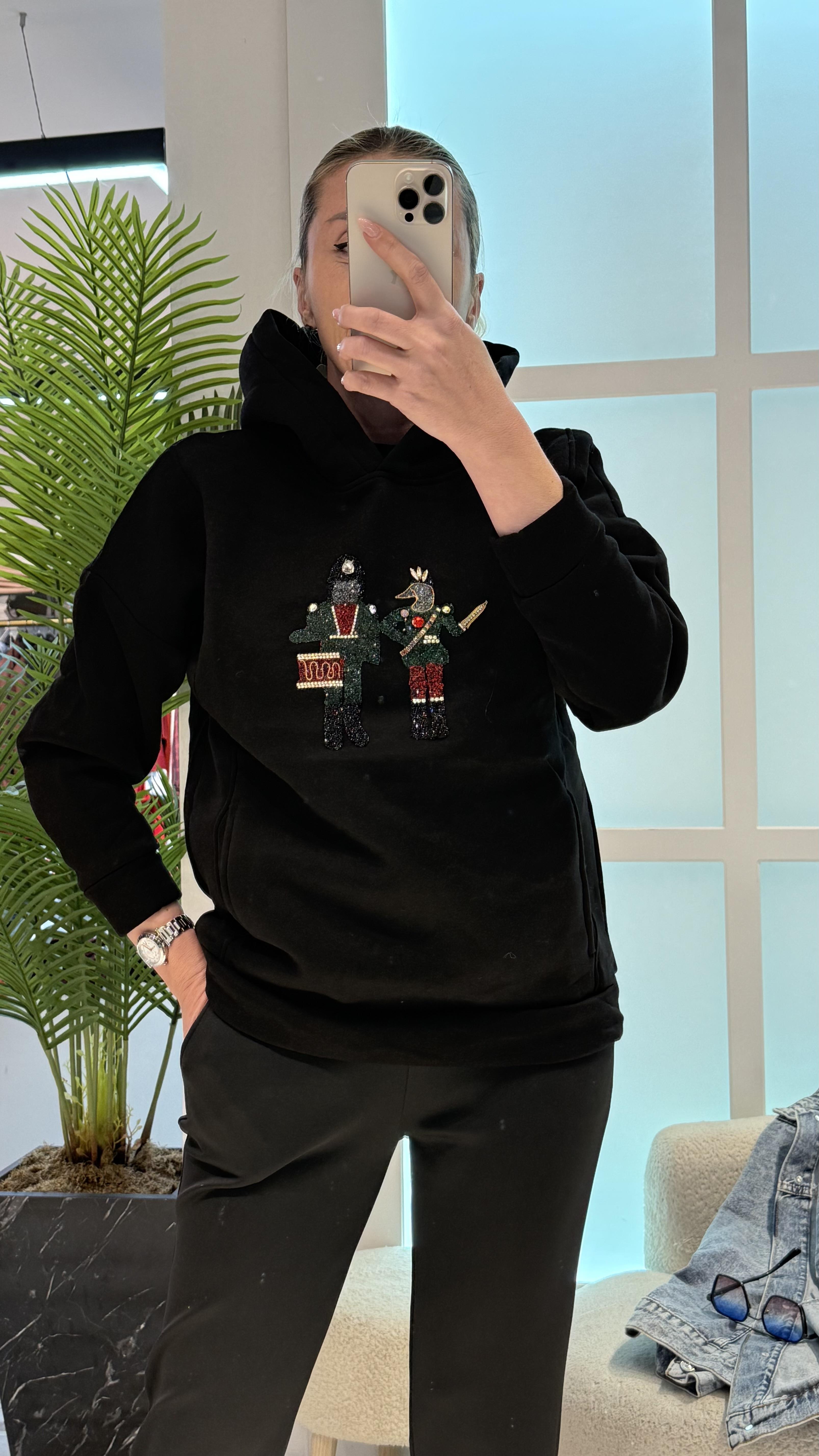 SİYAH KAPŞONLU SWEAT