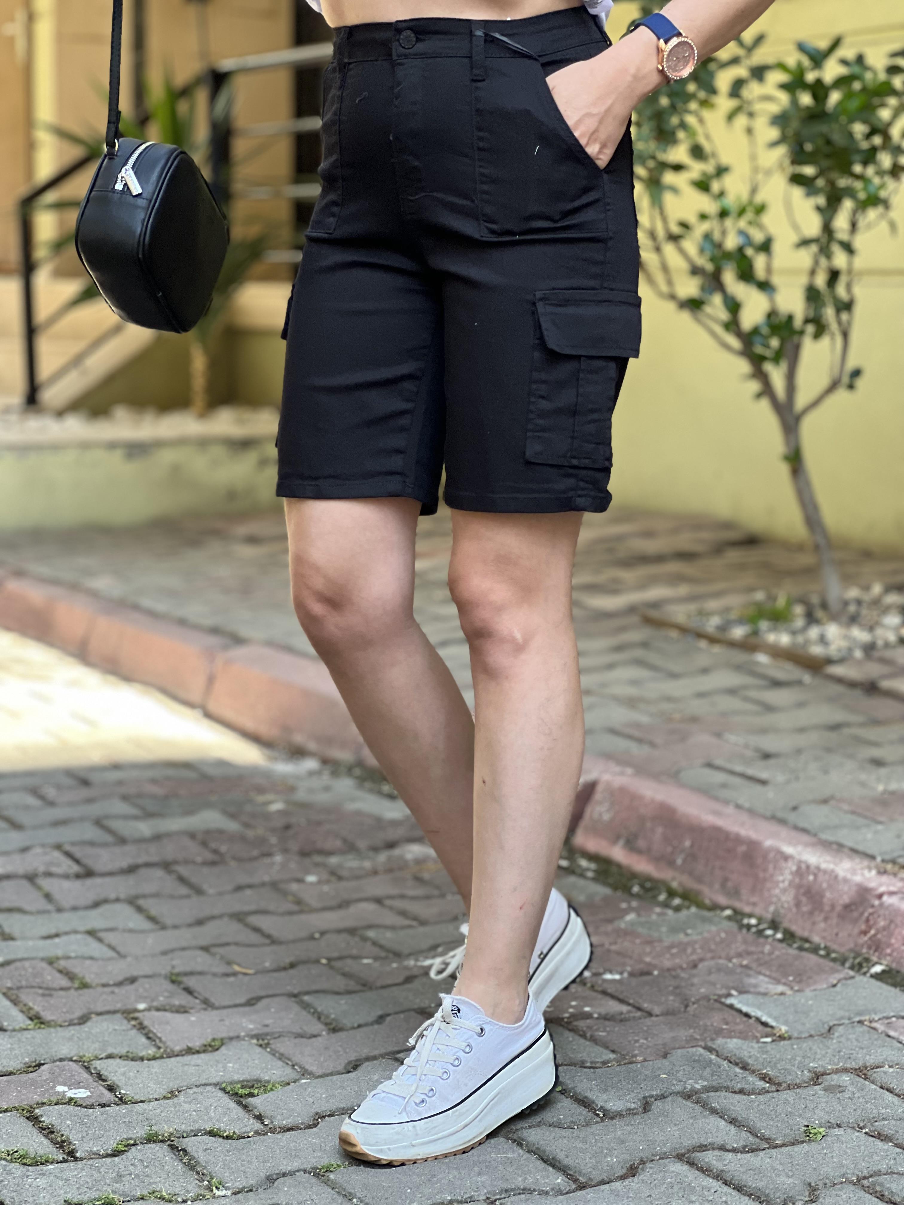 SİYAH KARGO ŞORT 