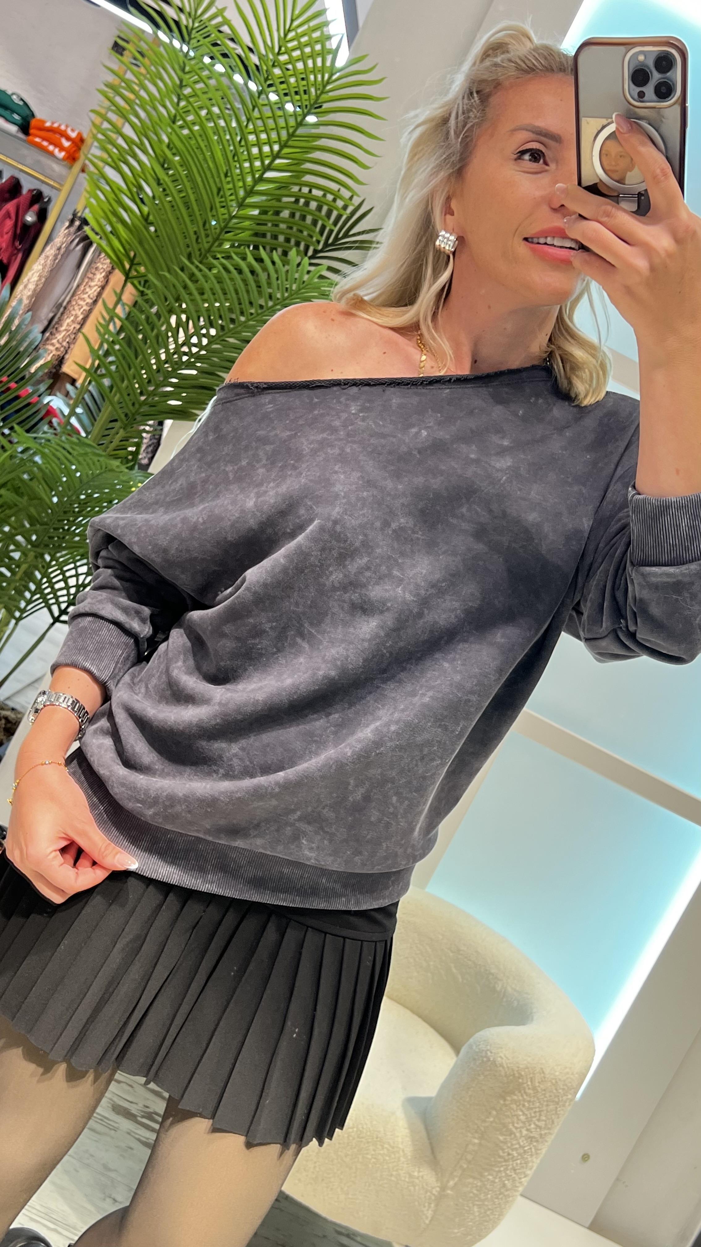 TILL OMUZU DÜŞÜK GRİ SWEAT 