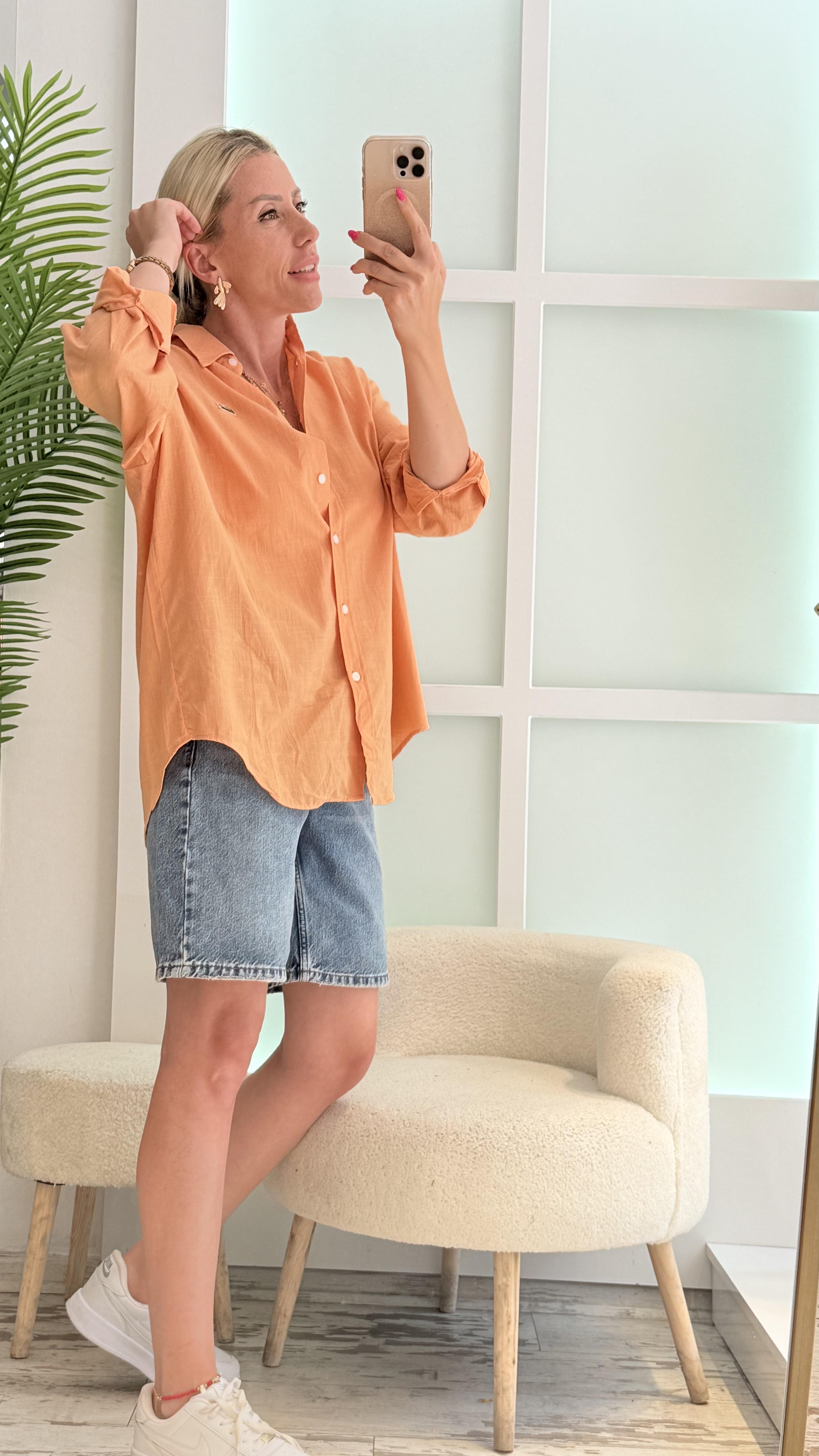 TRUE KETEN TURUNCU GÖMLEK 