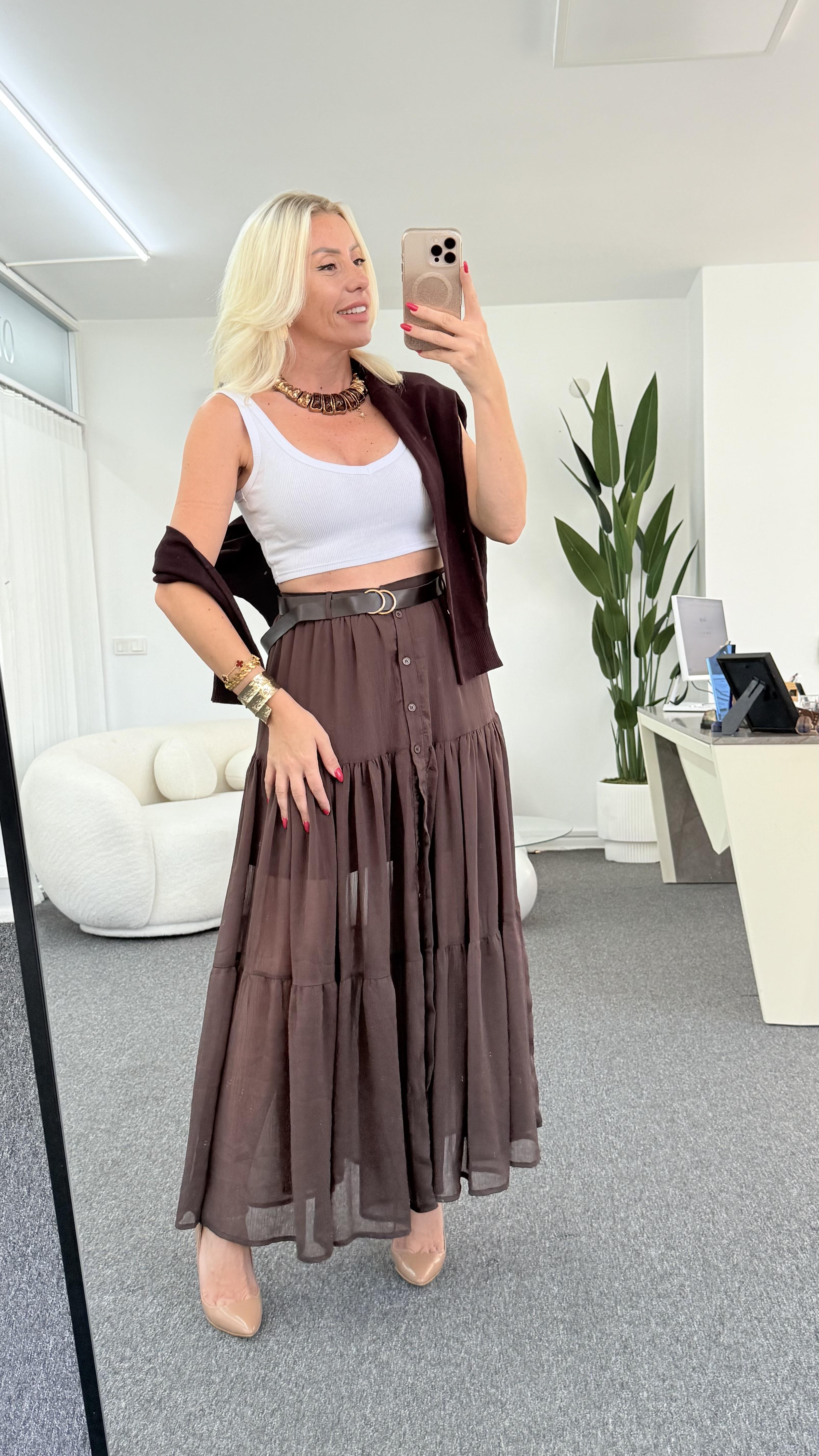 ULY KAHVERENGİ TÜL ETEK 