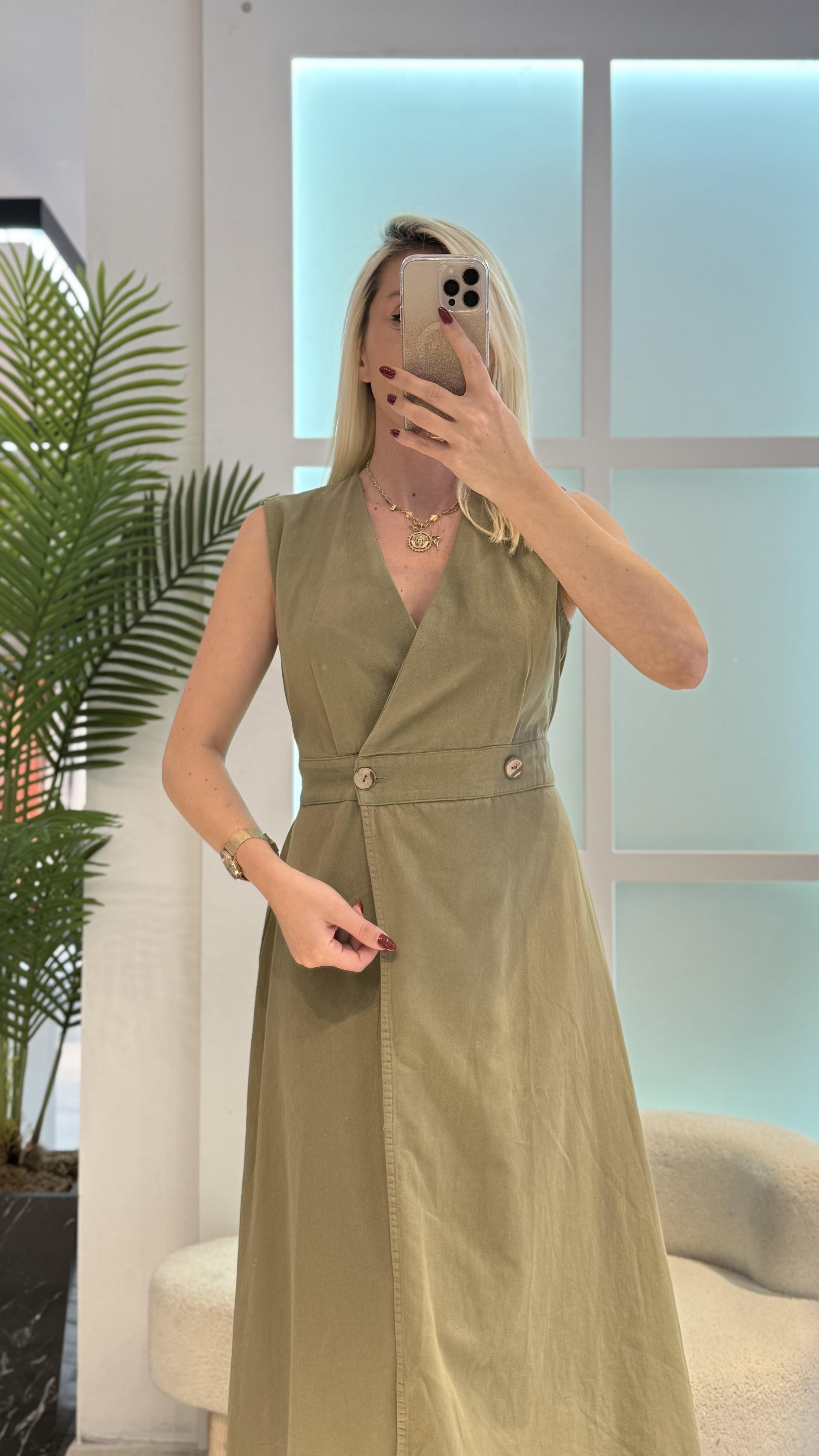 YEŞİL GABARDİN ELBİSE