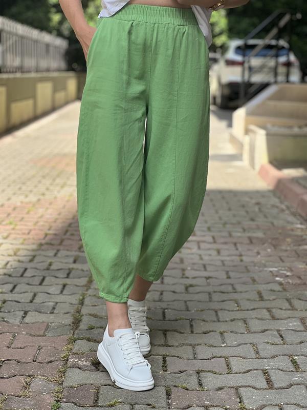 yeşil gabardin pantolon 