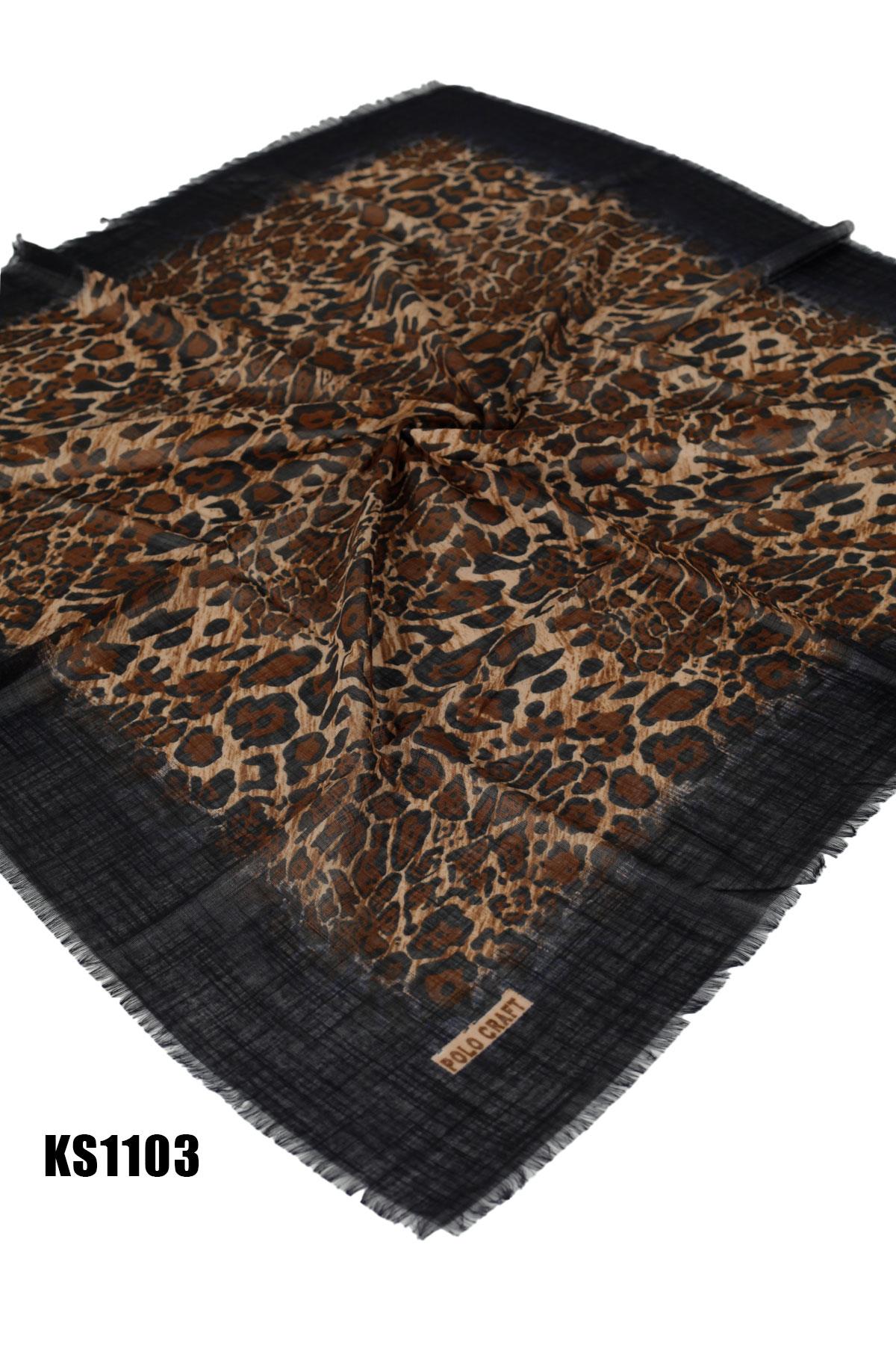 Desenli Flamlı Eşarp 100*100cm KS1103-0931KS1103