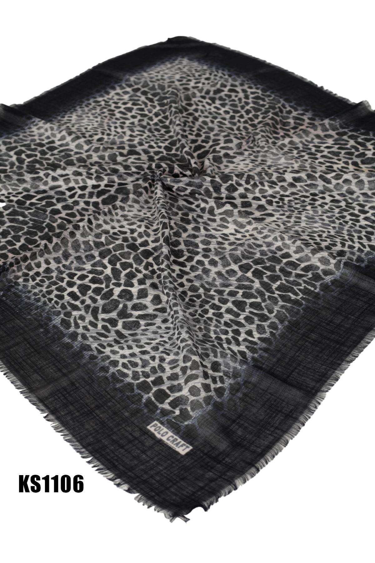 Desenli Flamlı Eşarp 100*100cm KS1106-0934KS1106