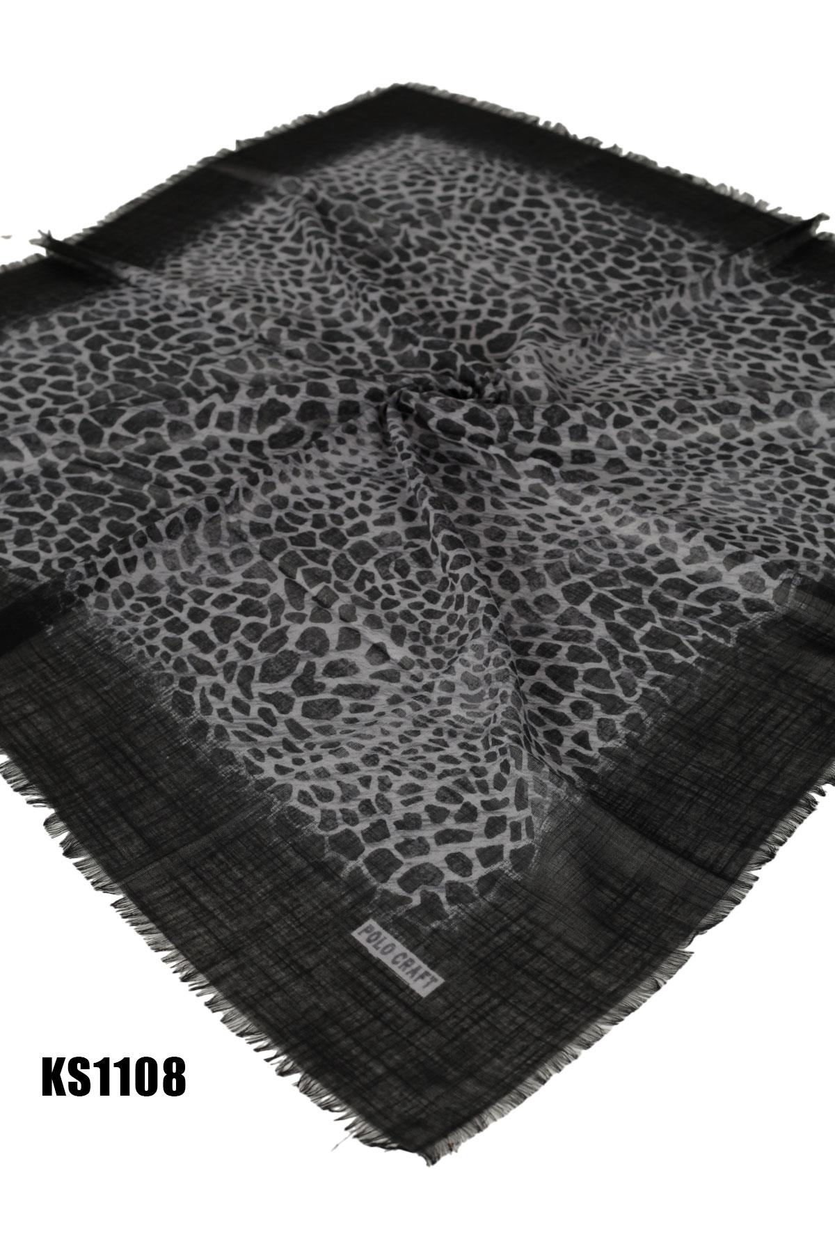 Desenli Flamlı Eşarp 100*100cm KS1108-1001KS1108