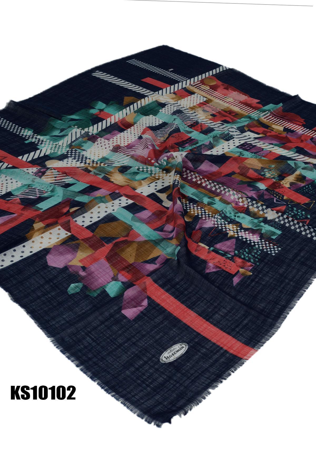 Kampanyalı Desenli Flamlı Eşarp KS10102-1711KS10102-1711