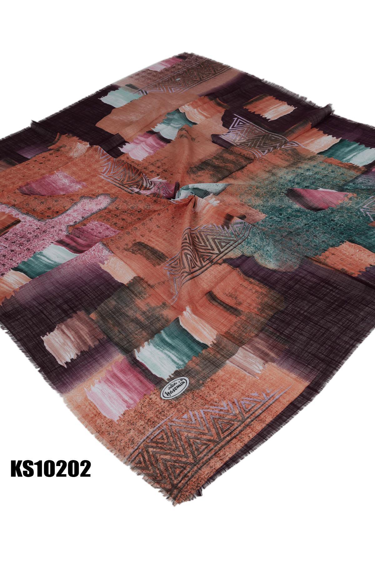 Kampanyalı Desenli Flamlı Eşarp KS10202-1724KS10202-1724