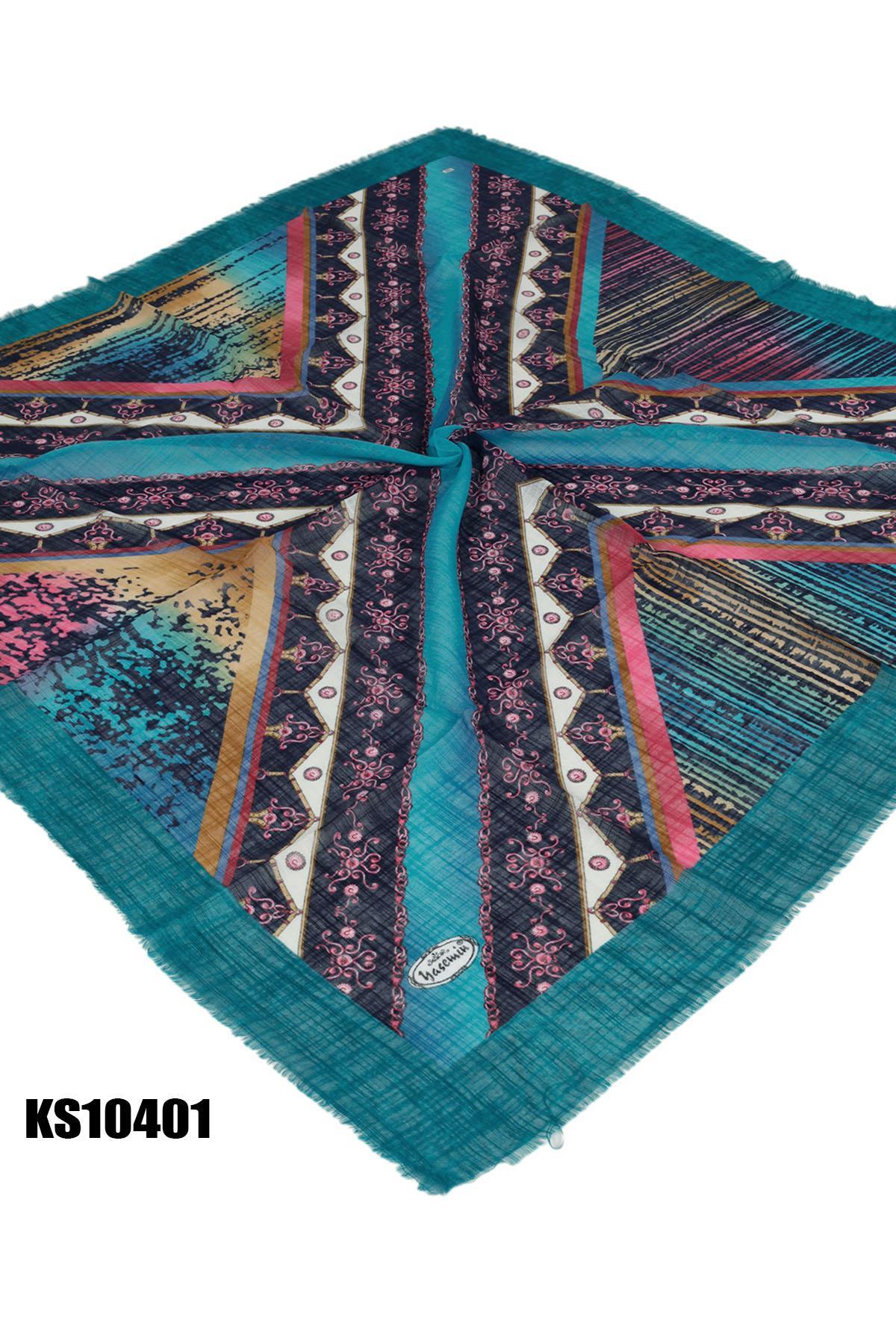 Kampanyalı Desenli Flamlı Eşarp KS10401-1825KS10401-1825